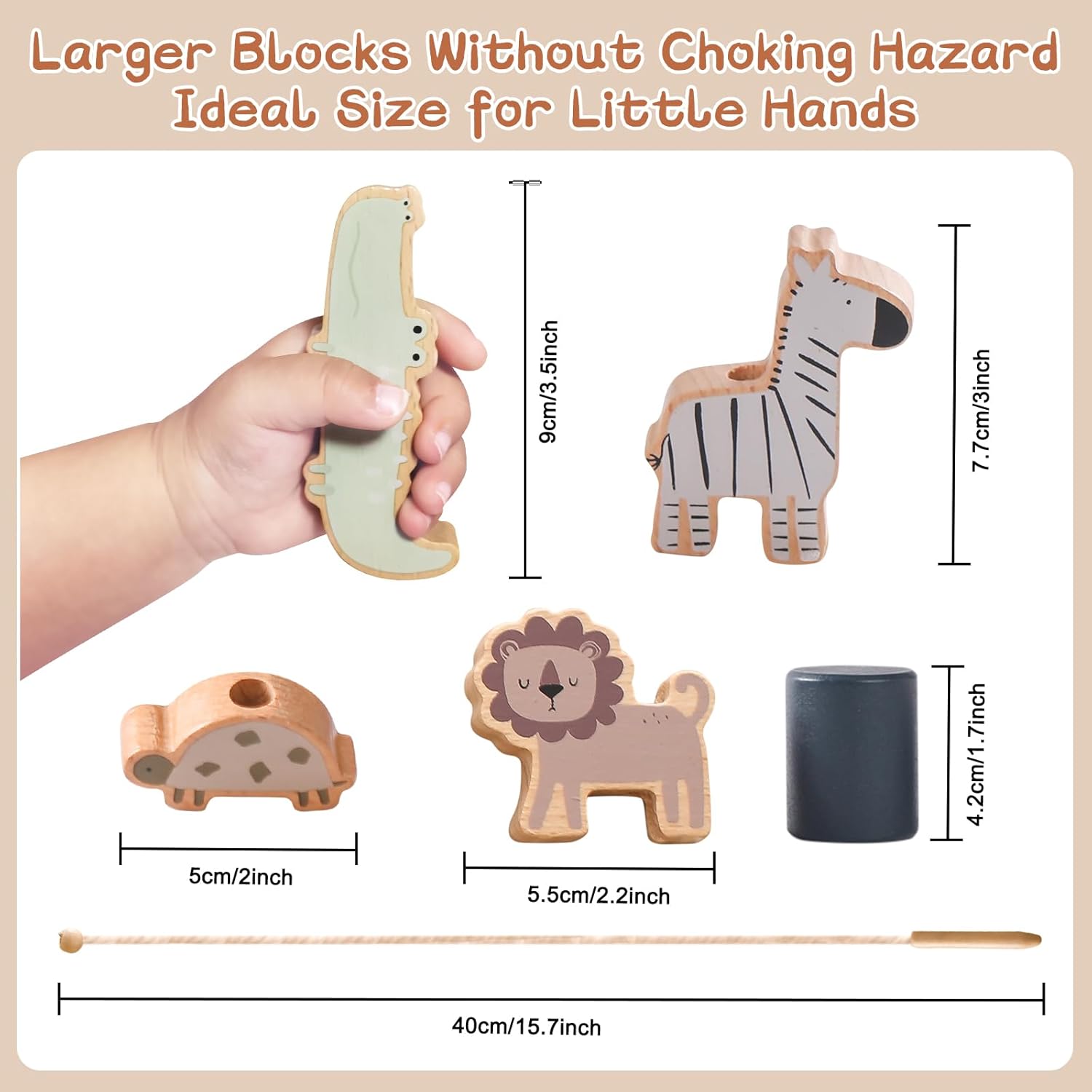 Thumbnail 2 de Smartwo Wooden Animal Threading and Stacking 30 pack
