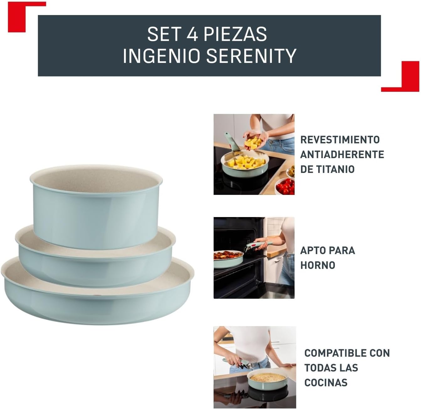 Detalle 1 de Tefal Ingenio Serenity juego 22/28 cm