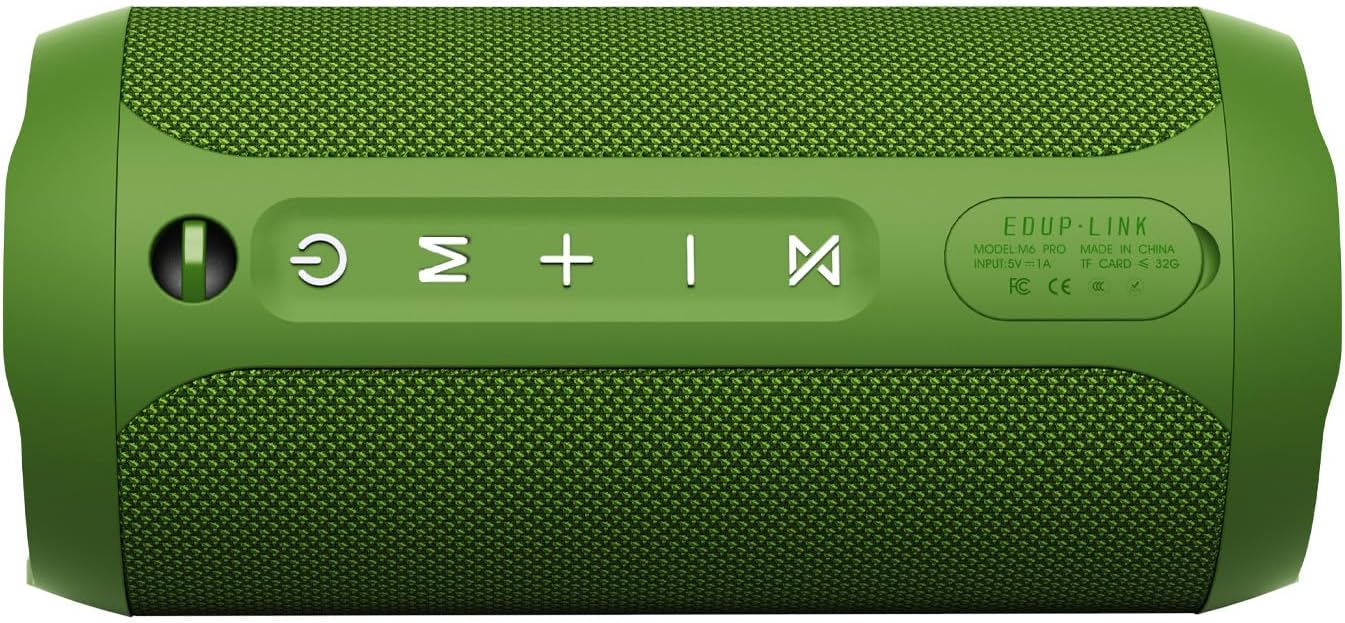 Detalle de EDUPLINK Bluetooth Lautsprecher IPX7 20 W – tragbare LED-Musikbox mit Bass, bis zu 20 h Akku und TF-Karte