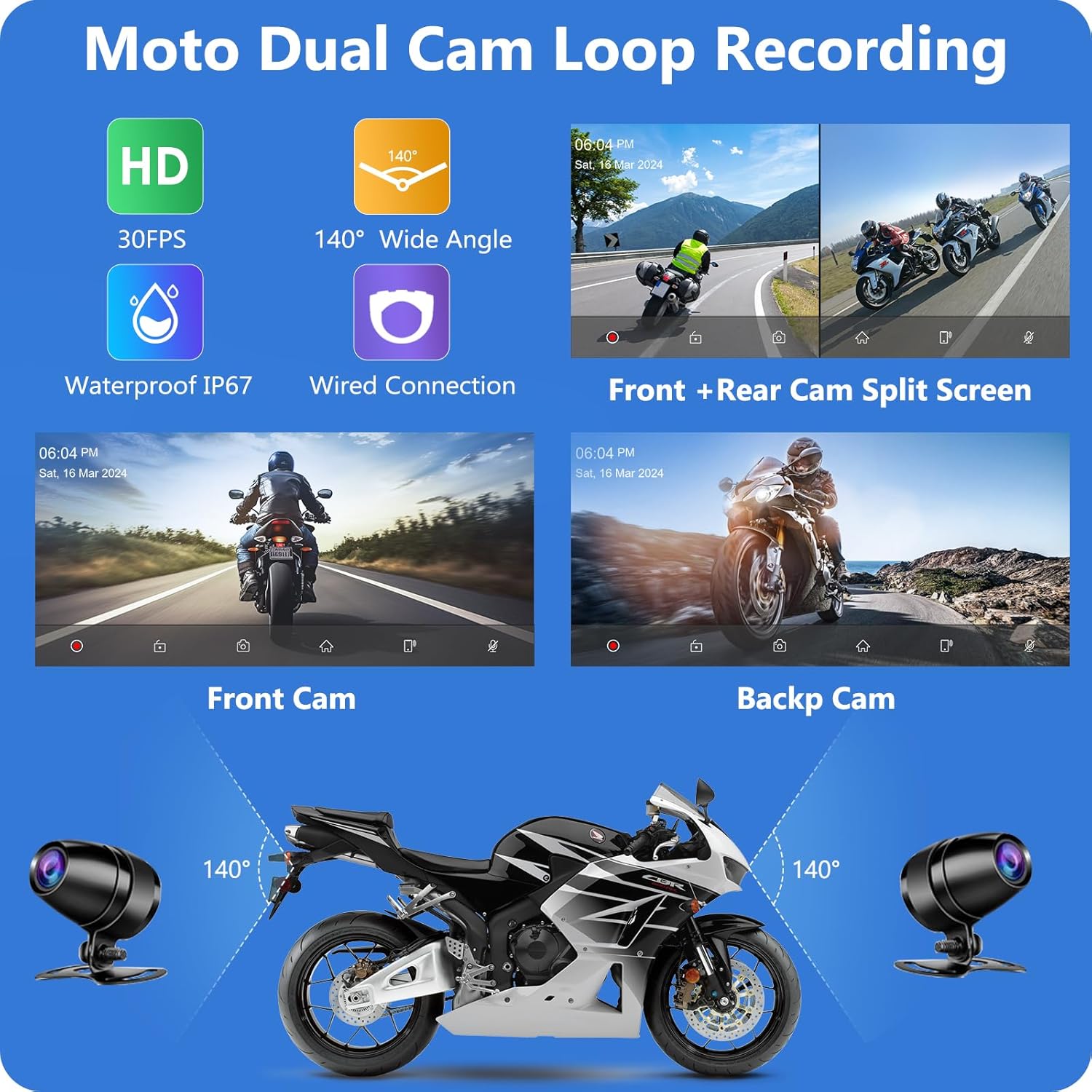 Thumbnail 2 de Carpuride W603D: 6,3-Zoll Motorrad-GPS mit Dualkamera, CarPlay/Android Auto und IP67