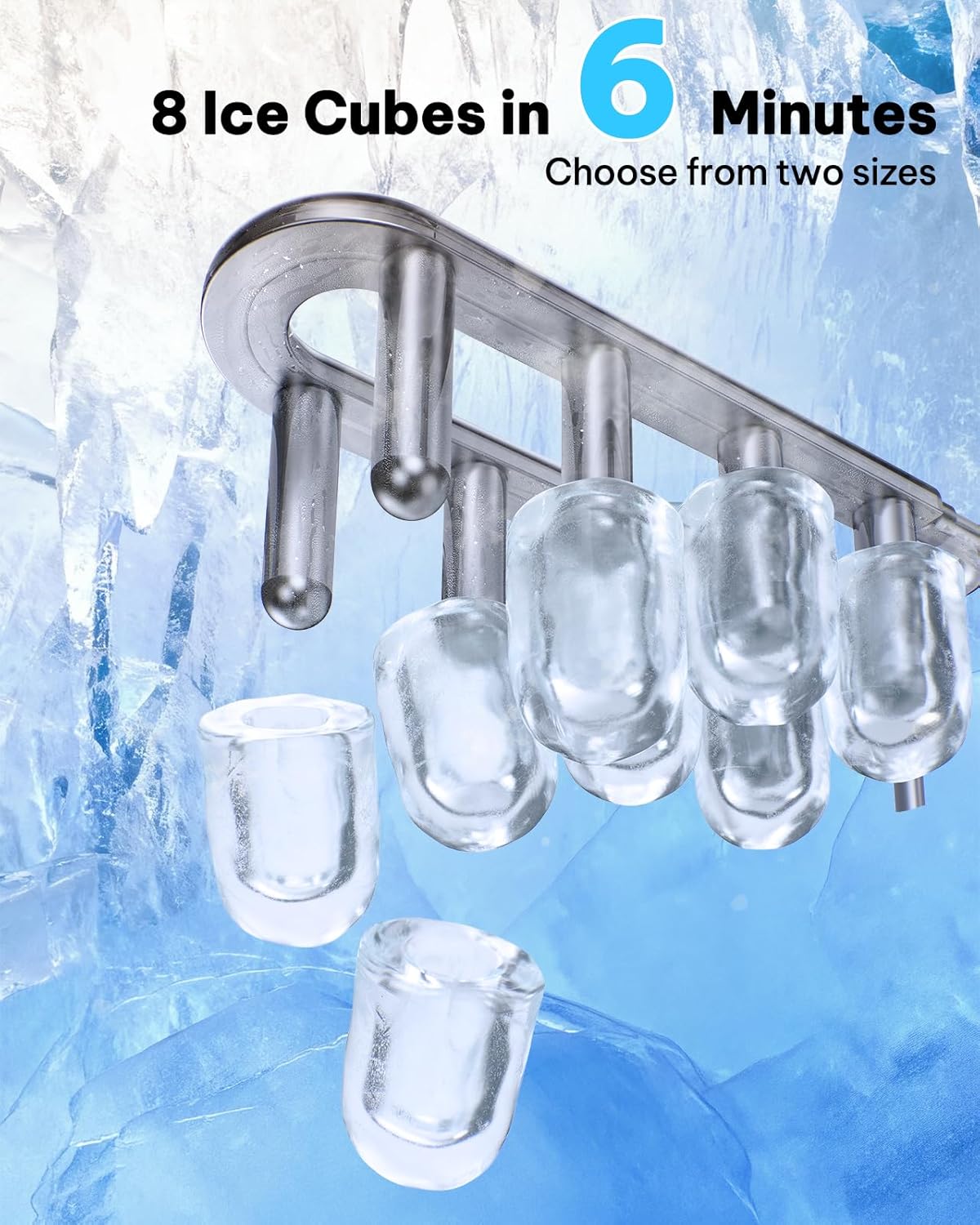 Thumbnail 2 de Silonn SLICM62B-0916 Countertop Ice Maker, 2 Sizes, Self-Cleaning, 26.5 lb/Day