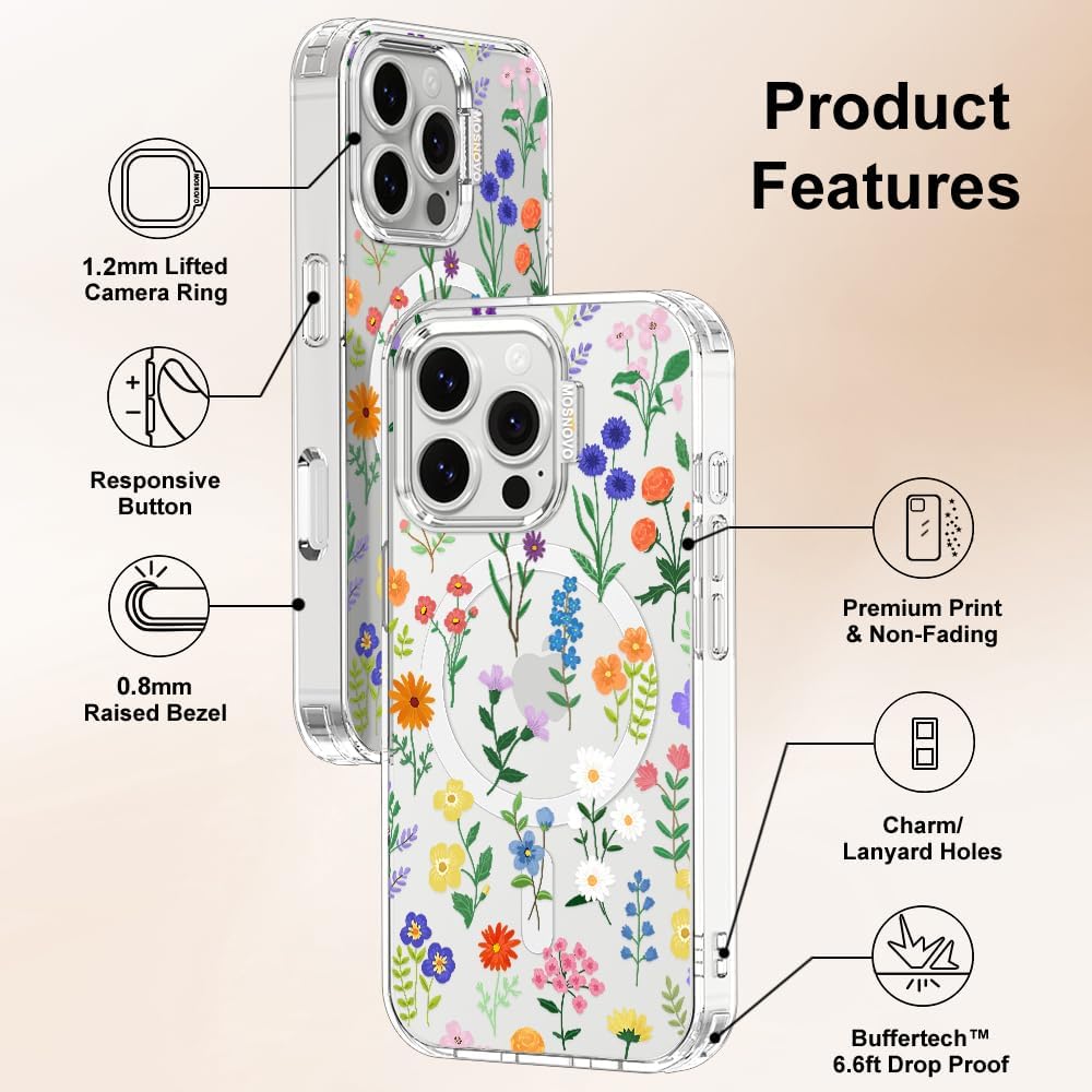 Thumbnail 6 de MOSNOVO Case for iPhone 16 Pro (MagSafe Compatible) Clear Botanical Floral Protective Phone Case
