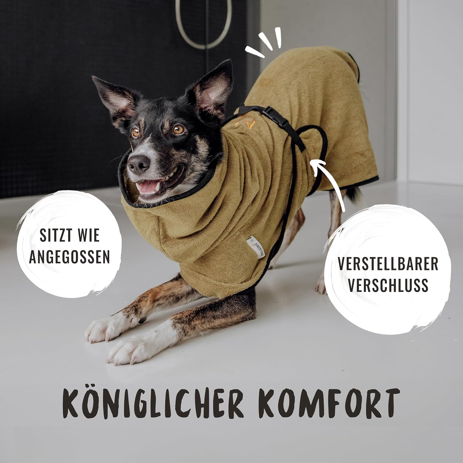 Detalle de Rudelkönig Hundebademantel XL aus 100 % Baumwolle