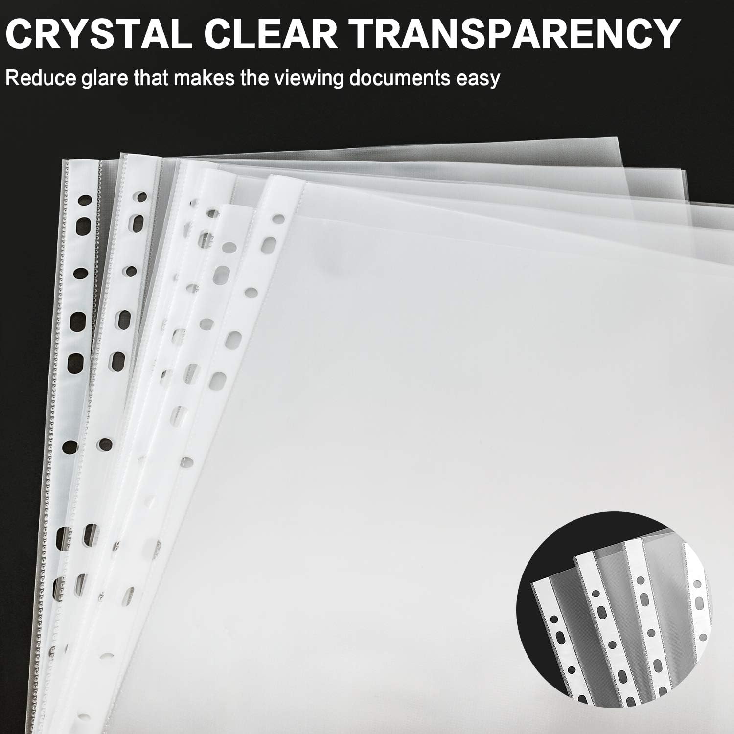 Detalle de PANDRI 700-Pack Letter-Size Sheet Protectors, Clear PP, Reinforced 11-Hole