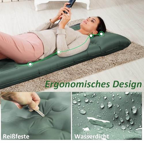 Detalle de Jaztral Isomatte Camping 2 Personen – 200 × 137 × 12 cm, integrierte Kopfdichtung und Fußpumpe