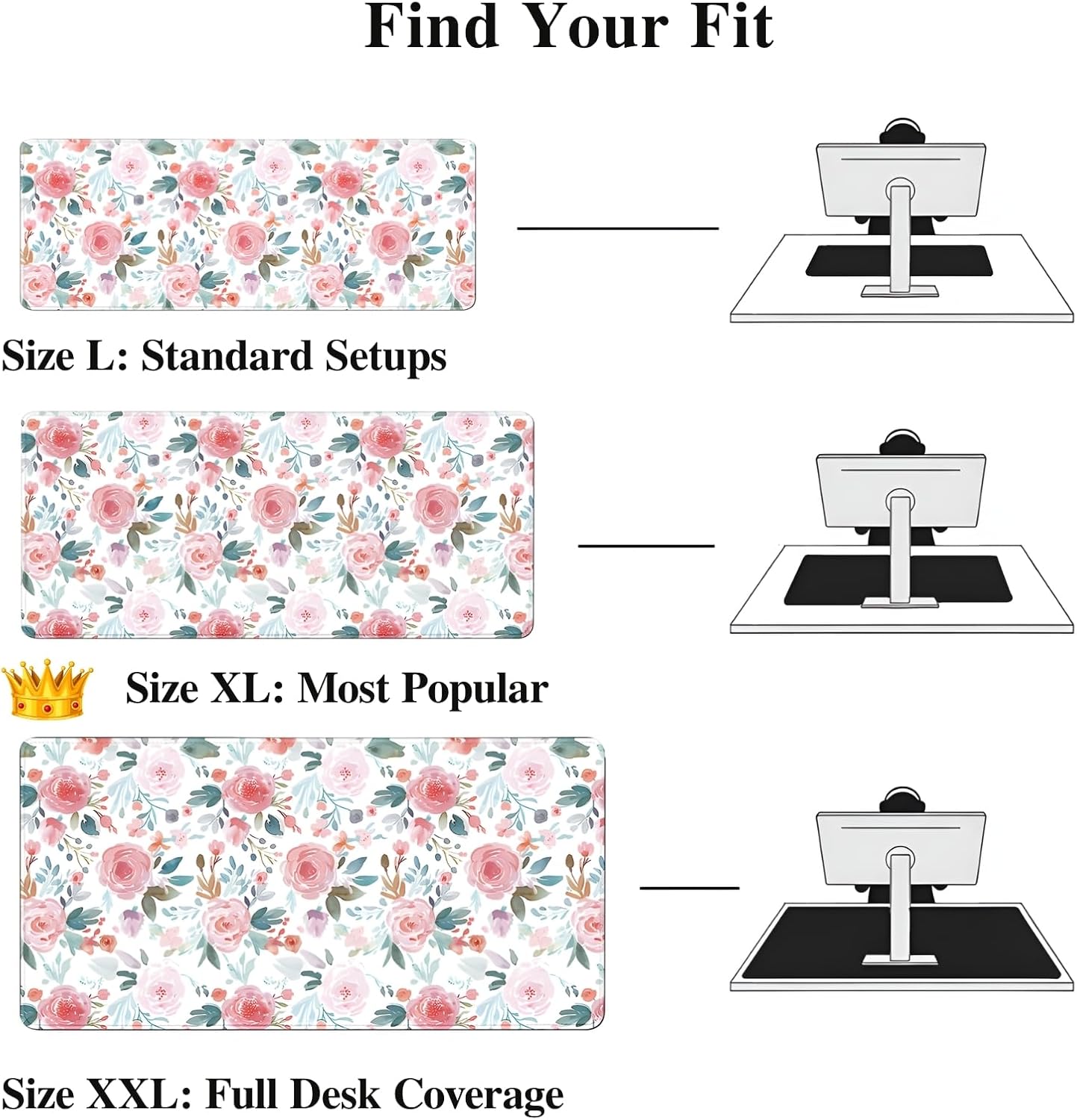 Detalle de XXL Floral Gaming Mouse Pad 47.2 x 23.6 Inch