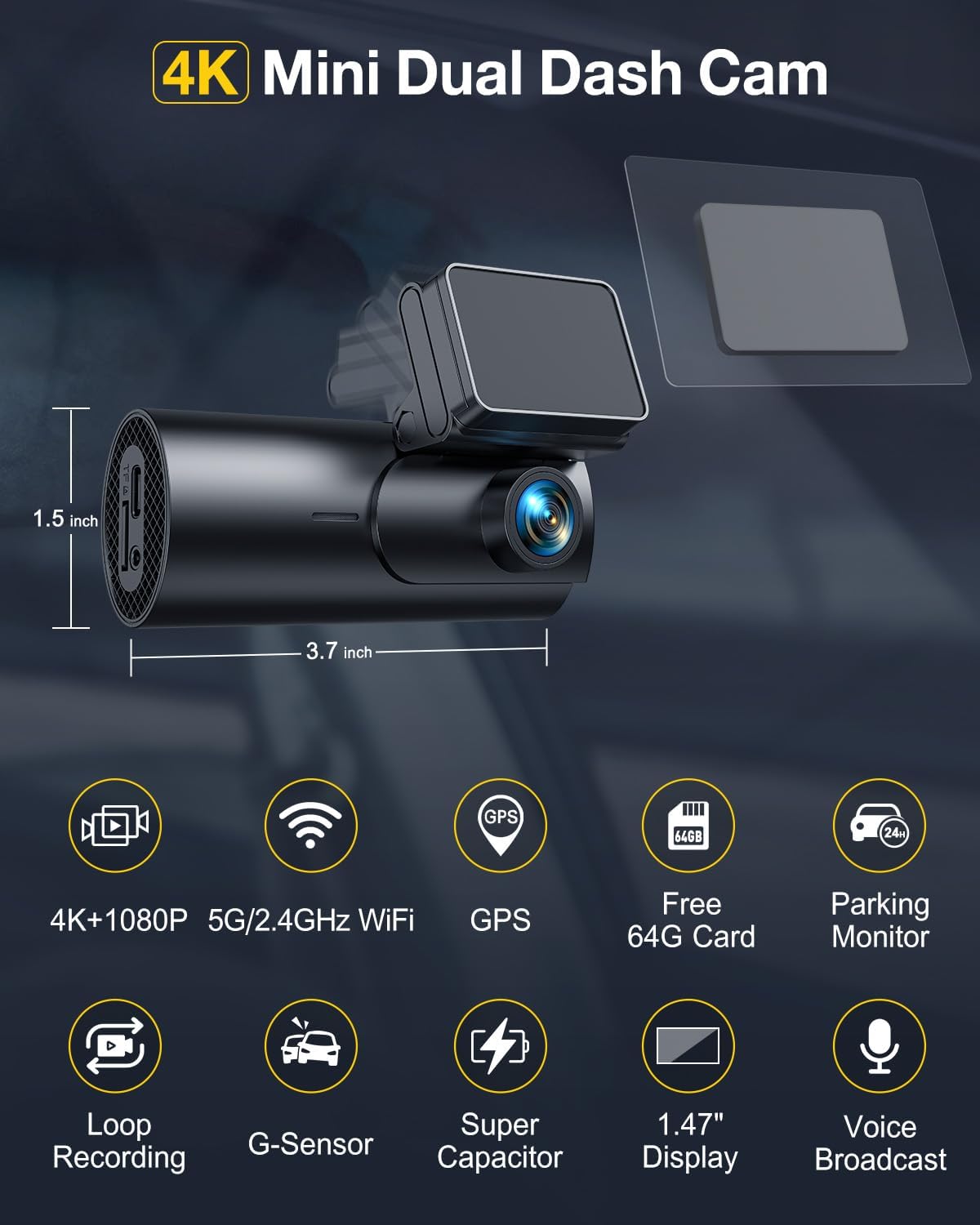 Thumbnail 3 de GKU D600Pro 4K Dash Cam