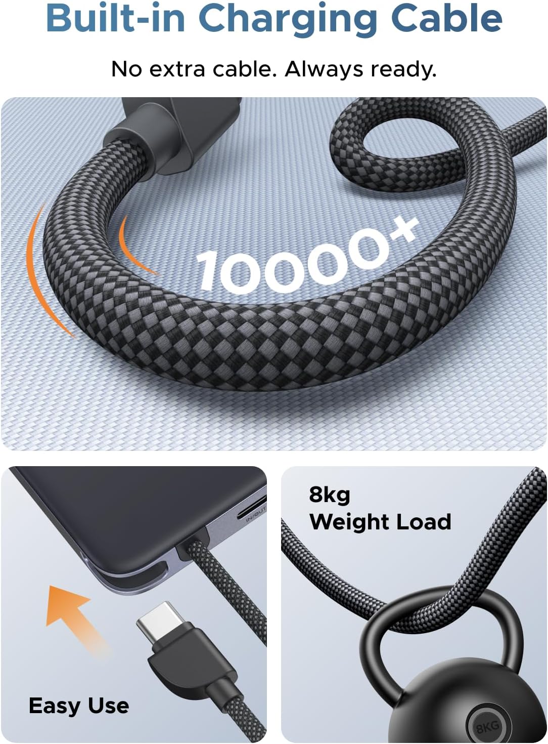 Thumbnail 3 de UGREEN Nexode Ultra-Slim 10000mAh Magnetic Power Bank (Qi2 15W) with Built-in Cable & PD 30W — MagSafe compatible, Black