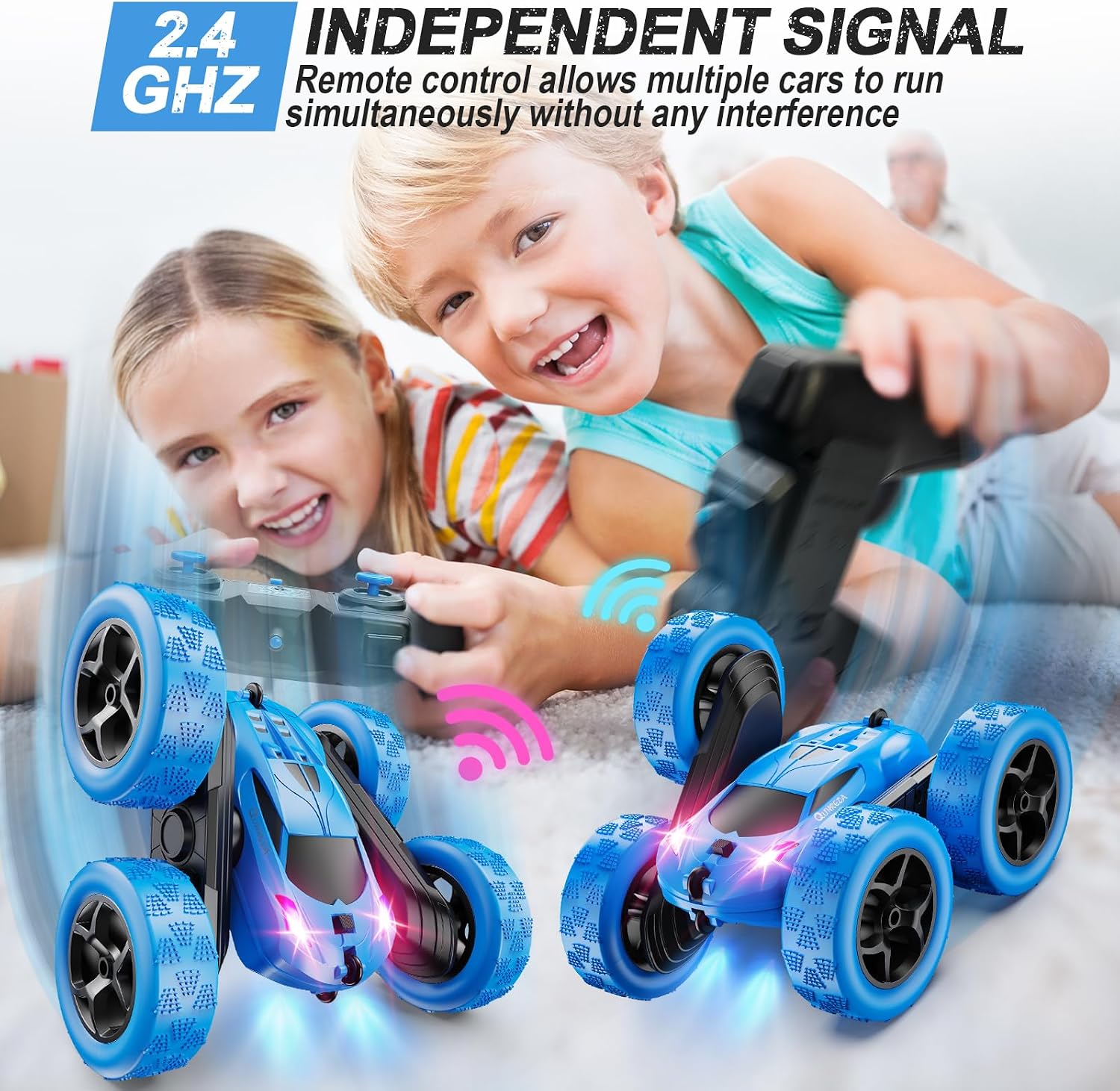 Thumbnail 2 de QUNREDA Q1 RC Stunt Car, 4WD, 360° Flips, LED Lights & USB-C Modular Batteries