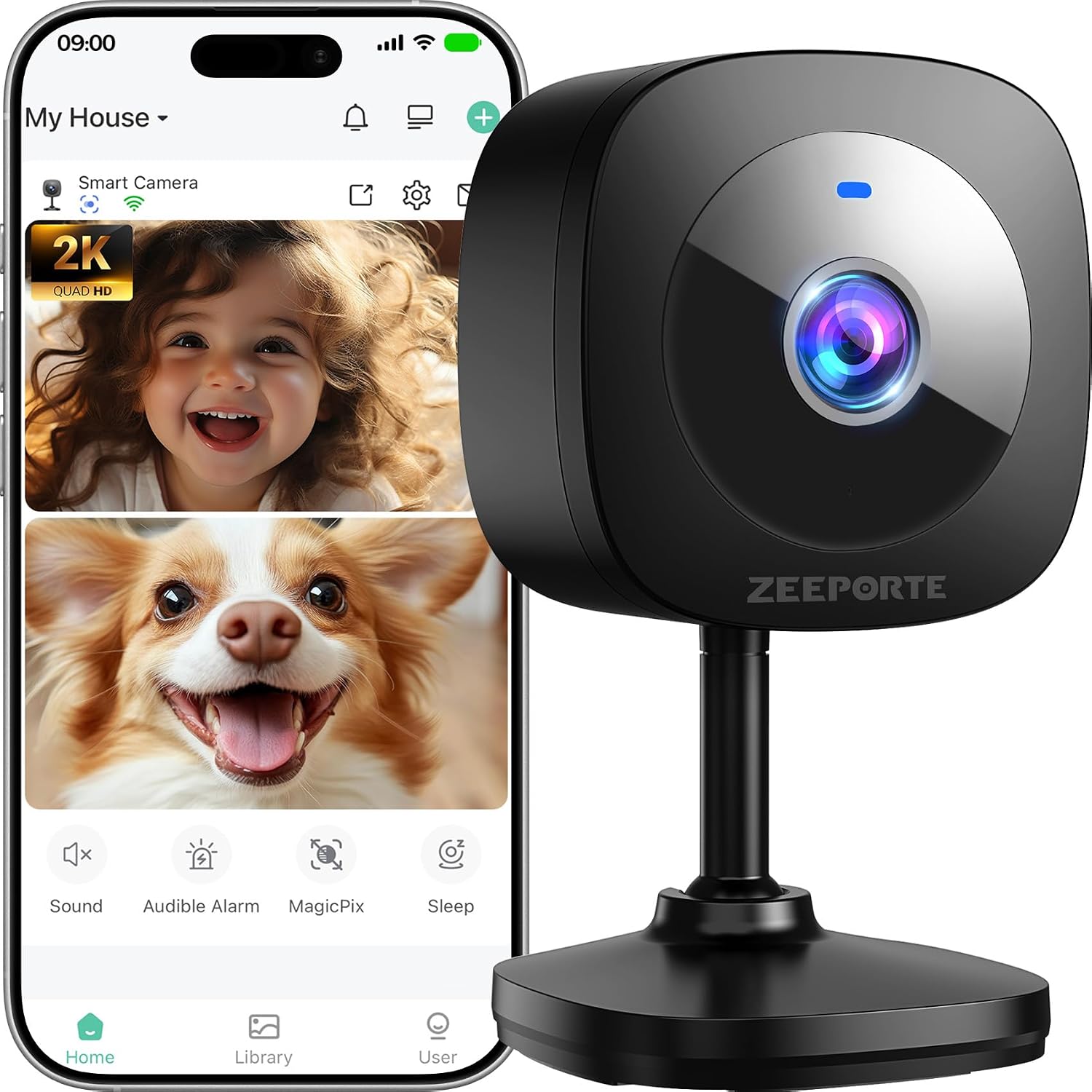 Detalle de ZEEPORTE Indoor Security Camera 2K