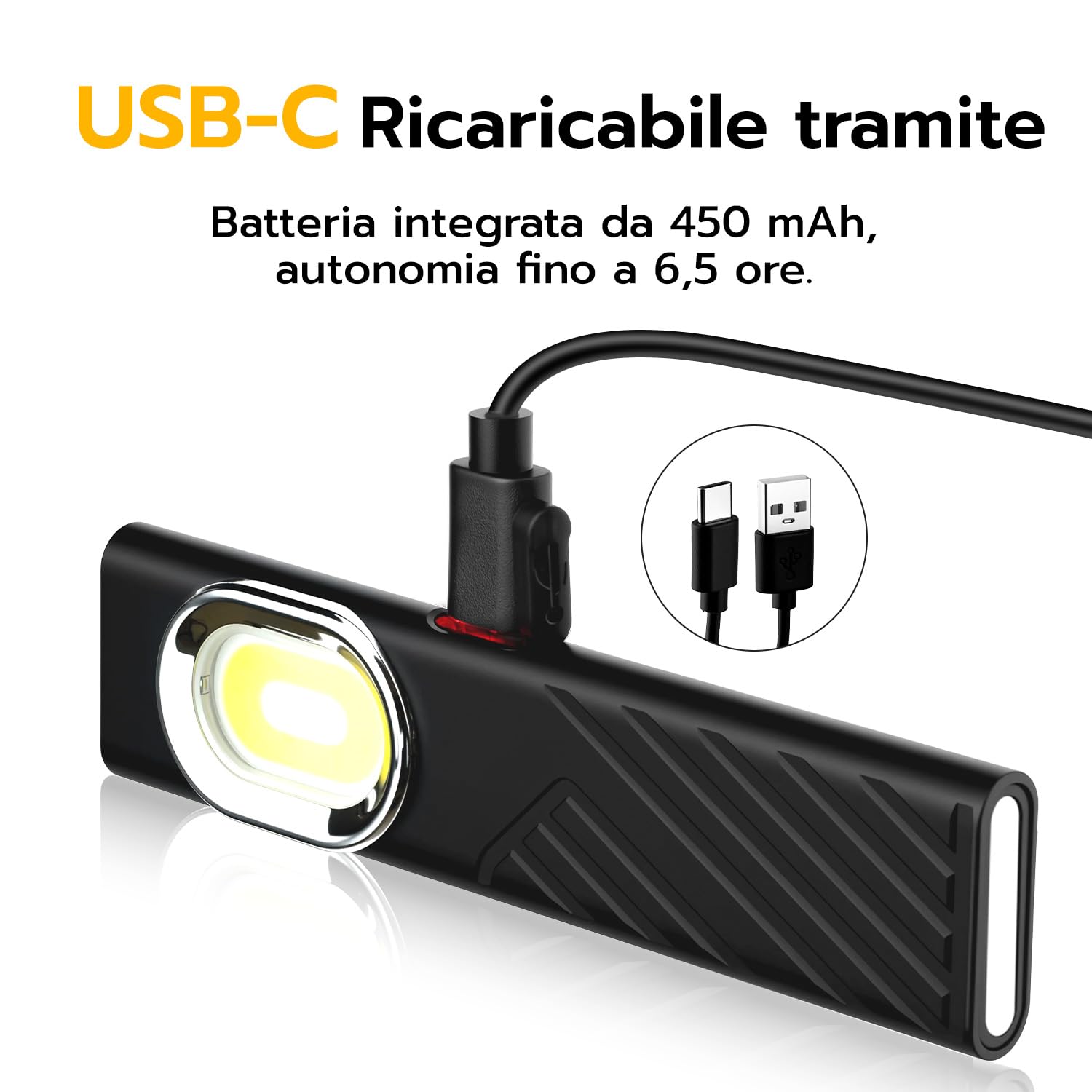 Detalle de Wigearss Torcia LED COB ricaricabile USB
