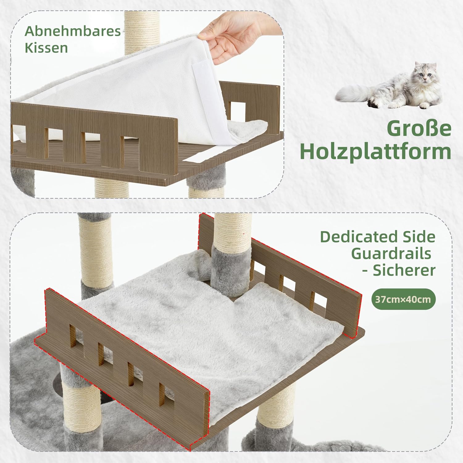 Detalle de Gitelsnour Groß Kratzbaum für den Innenbereich – stabiler Katzenbaum mit großen Plattformen, Höhle und Hängematte