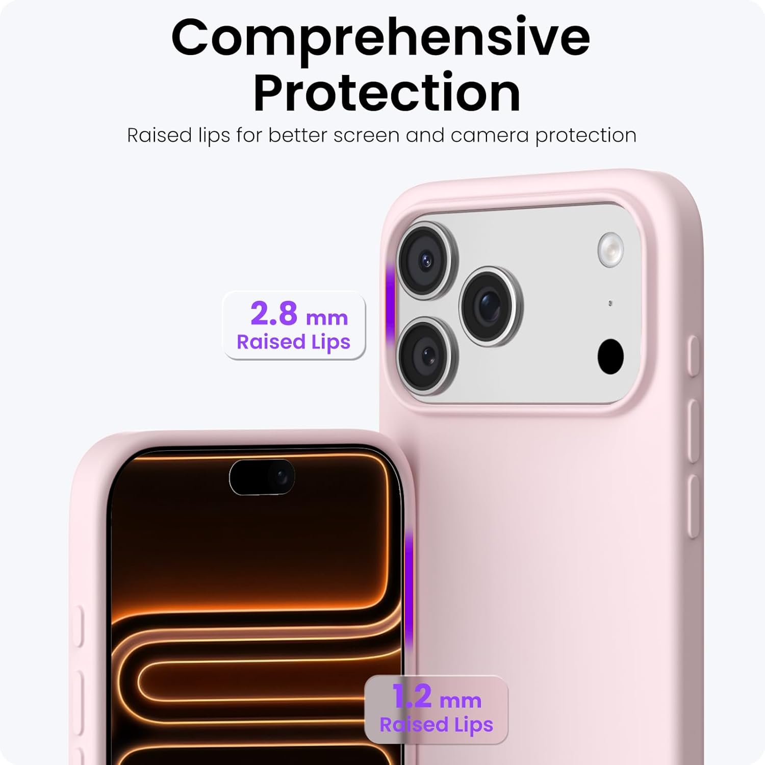 Thumbnail 3 de ORNARTO Liquid Silicone Case for iPhone 17 Pro Max (6.9) — Slim 3-Layer, Chalk Pink