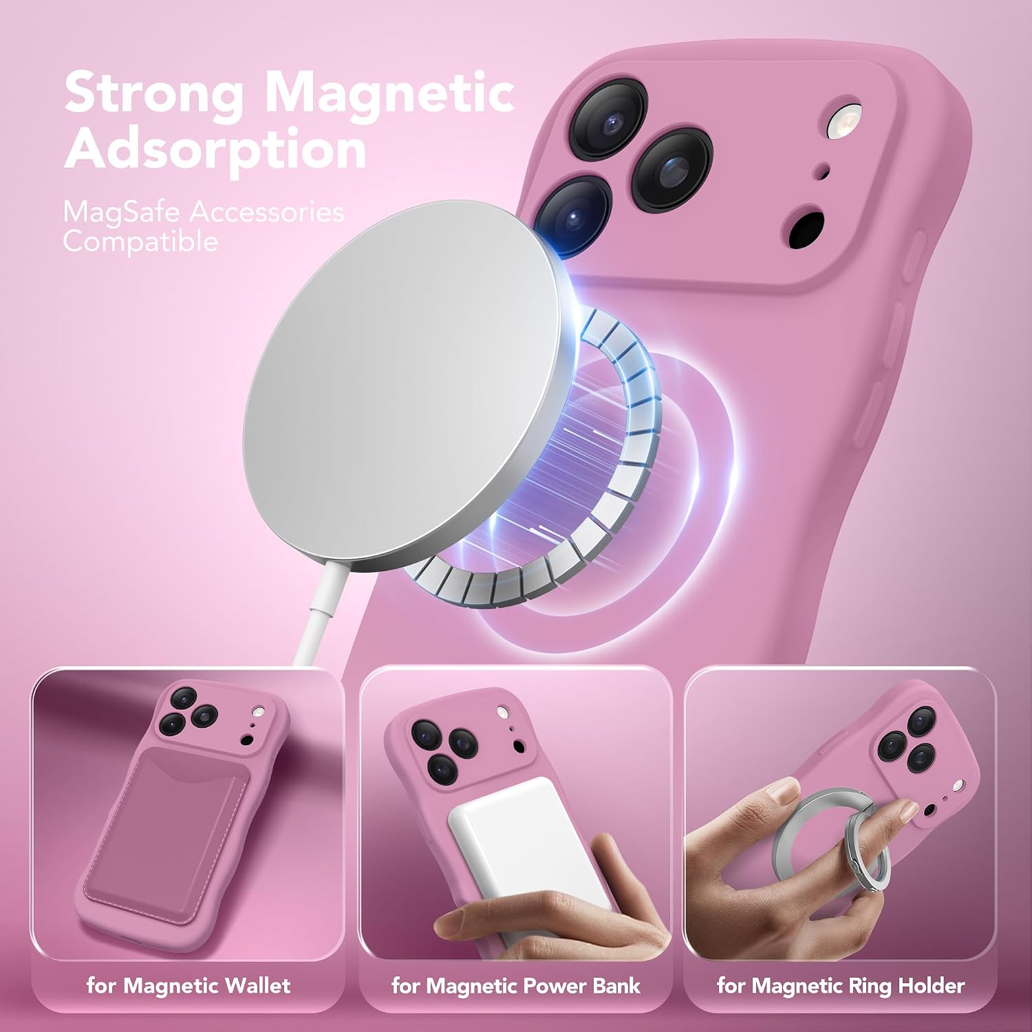 Detalle de SuydanBox Magnetic for iPhone 17 Pro Case — Full Camera Protection, MagSafe Compatible in Blackcurrant