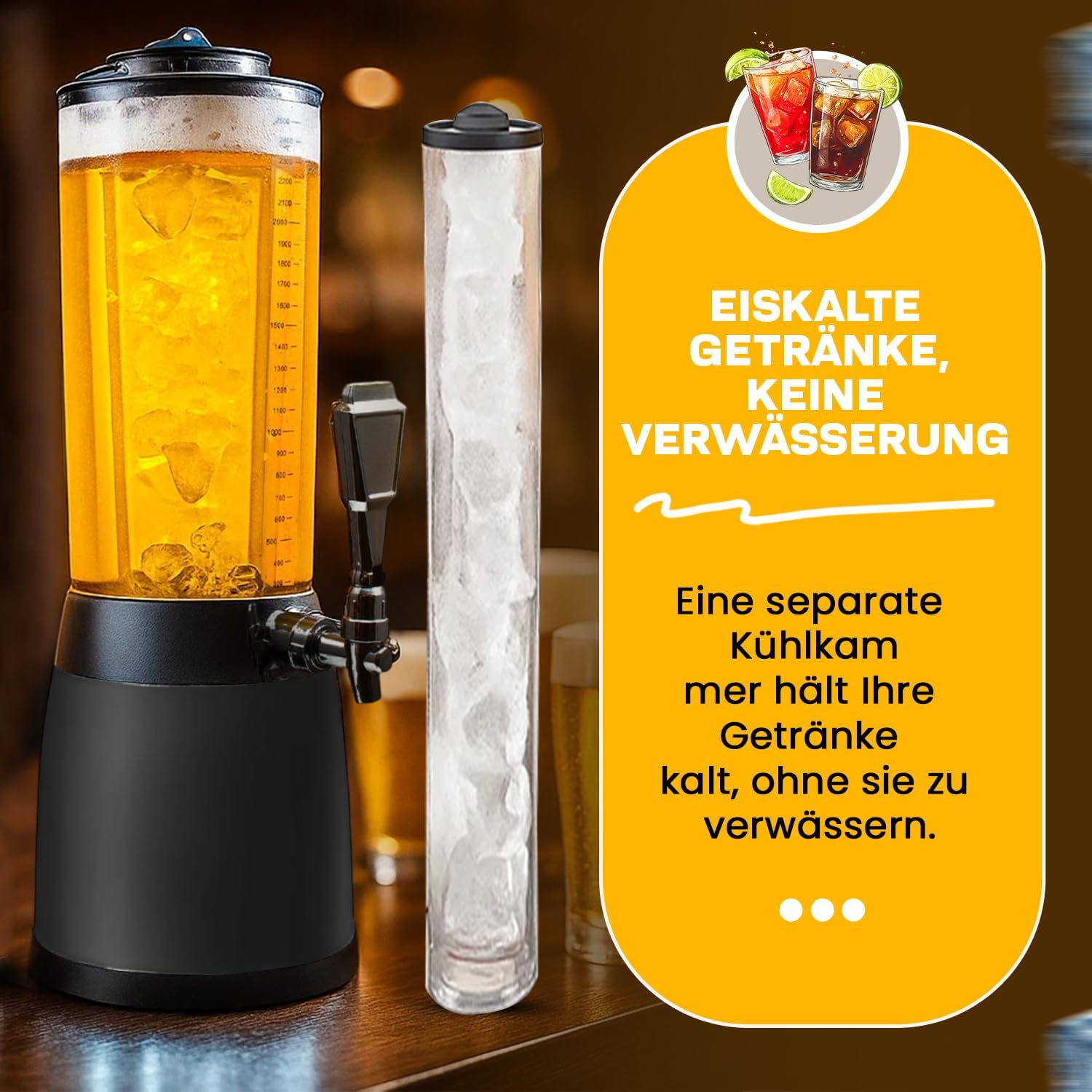 Thumbnail 5 de Biertower 4,0 Liter – Kult Biersäule mit LED-Beleuchtung & Eiskühlung