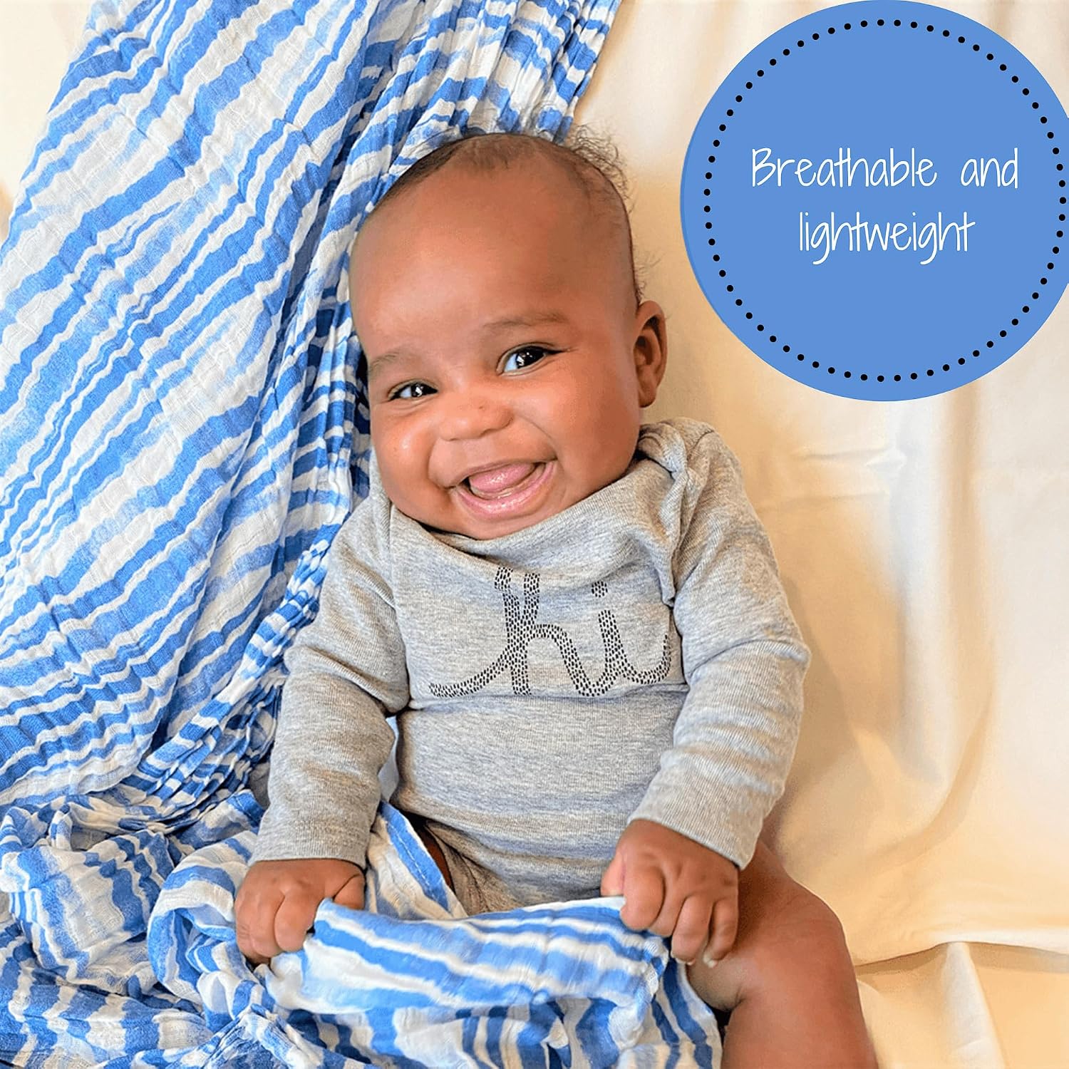 Detalle de LollyBanks Muslin Swaddle Blanket, 100% Organic Cotton