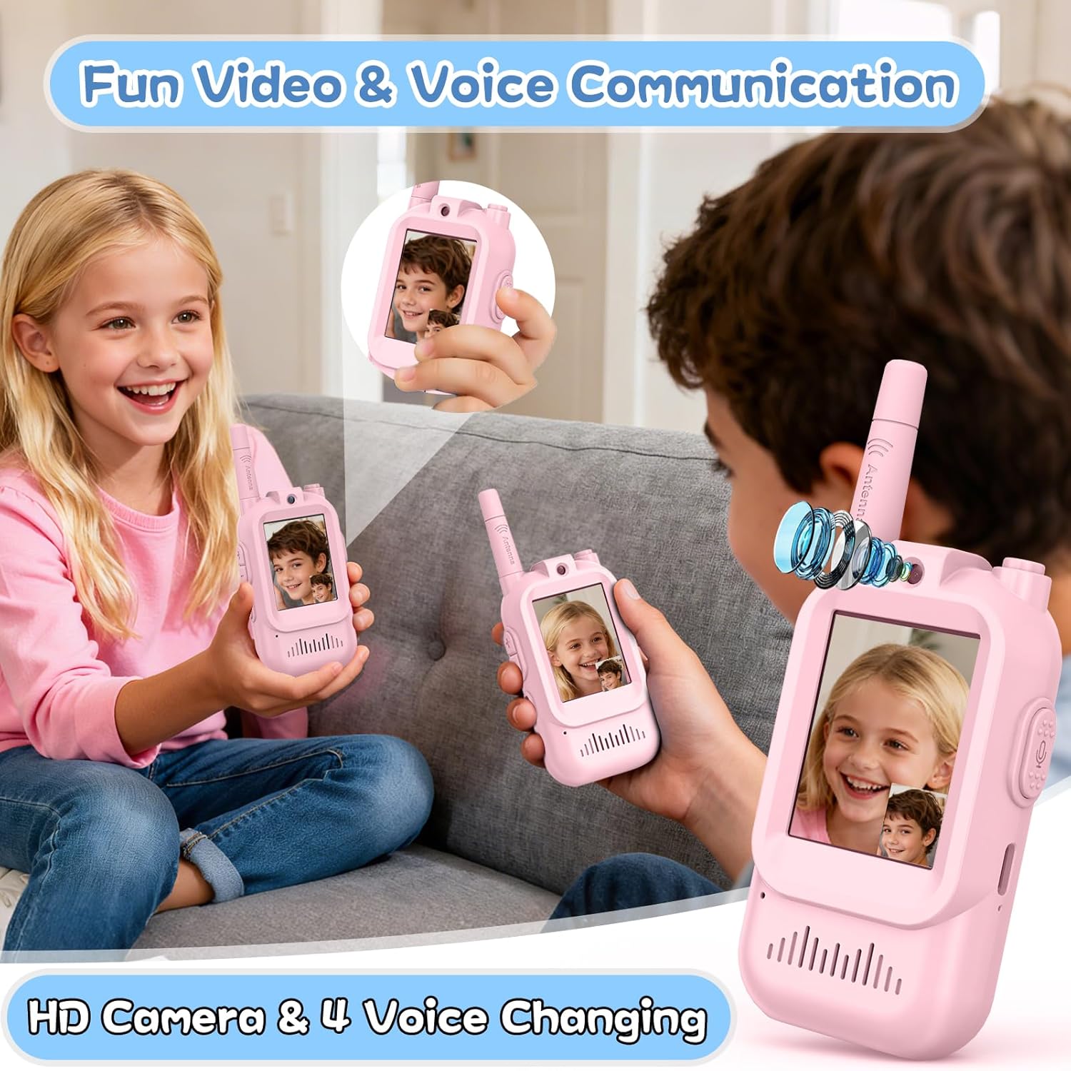 Detalle 2 de Walkie Talkie Niños Videollamada 400 m Rosa