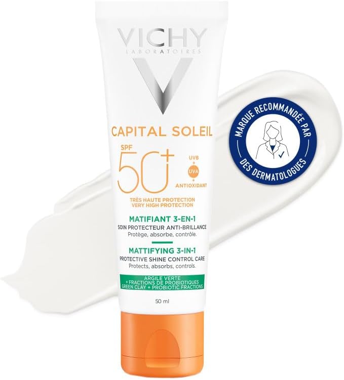 Detalle de Vichy Capital Soleil Crème Solaire Matifiante SPF50+ 3 en 1 – 50 ml