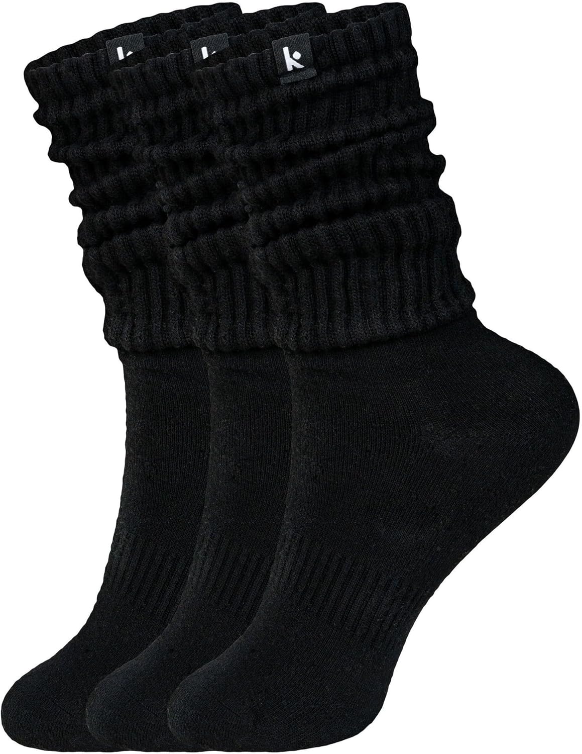 Detalle de Kamo Fitness Cozy 3-Pair Pack Scrunch Long Crew Socks for Women (Size 5–9)
