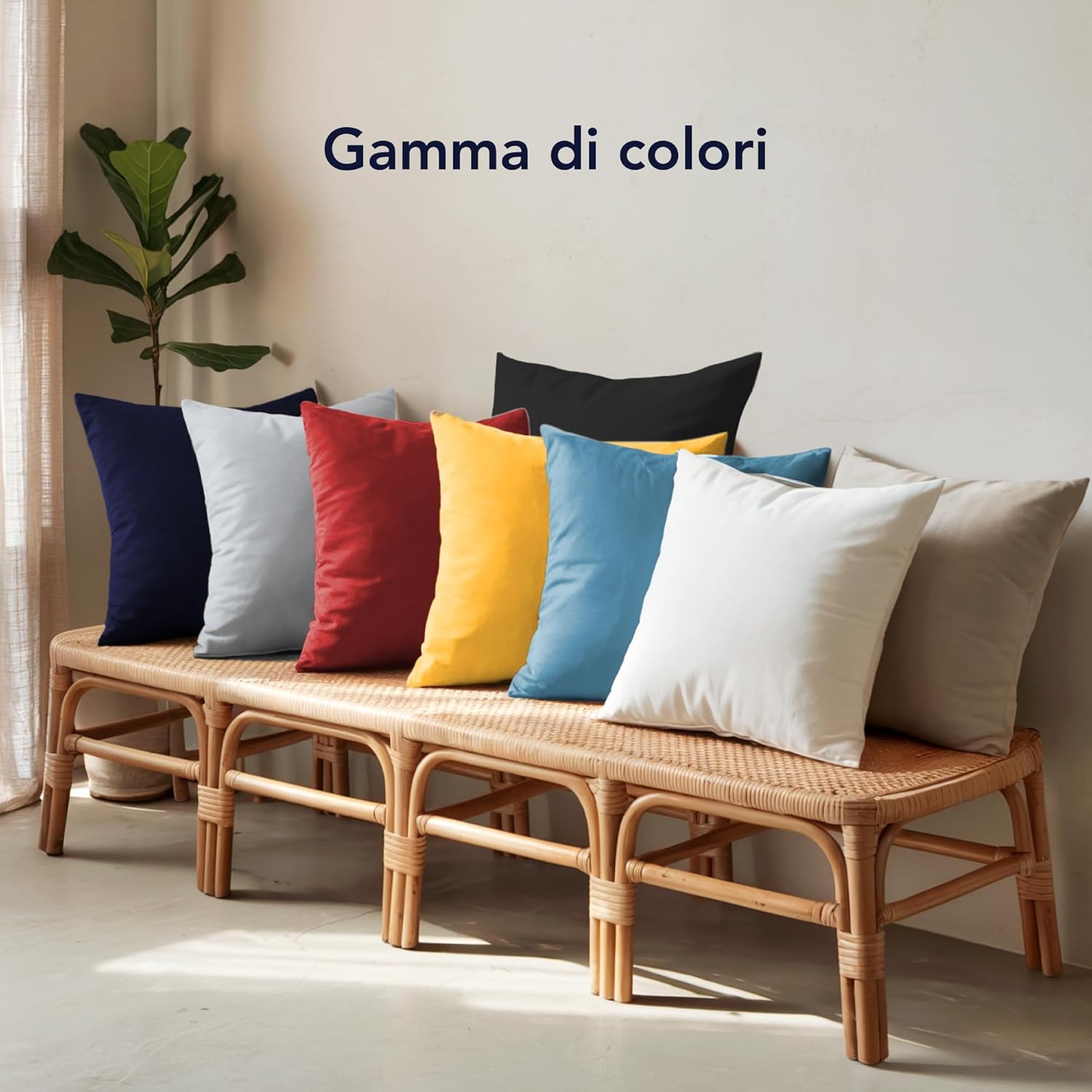 Thumbnail 6 de Dreamzie Federe Cuscini Divano 50x50 (Set da 2) in jersey di cotone 100% - Blu