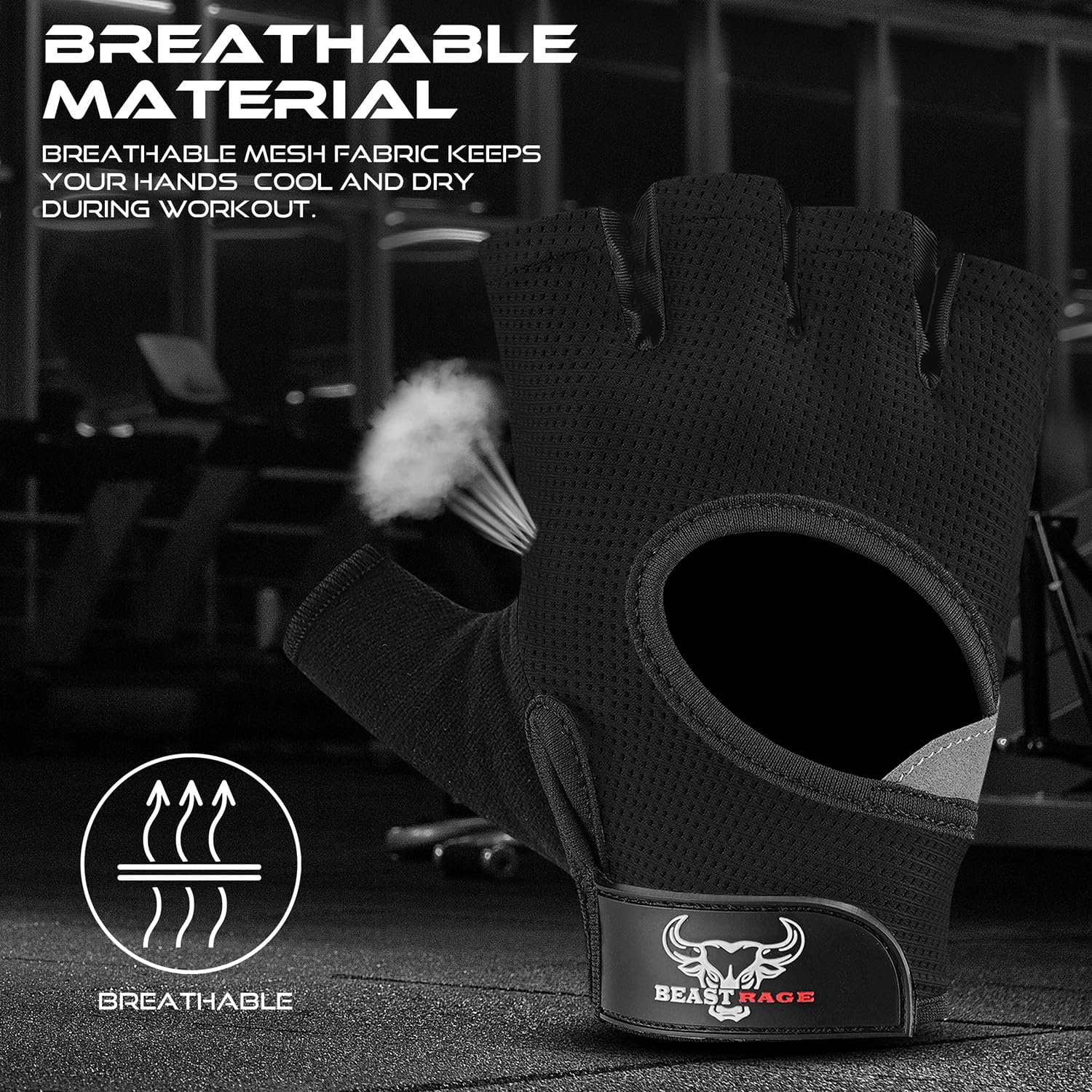 Thumbnail 5 de BEAST RAGE Fingerless Workout Gloves