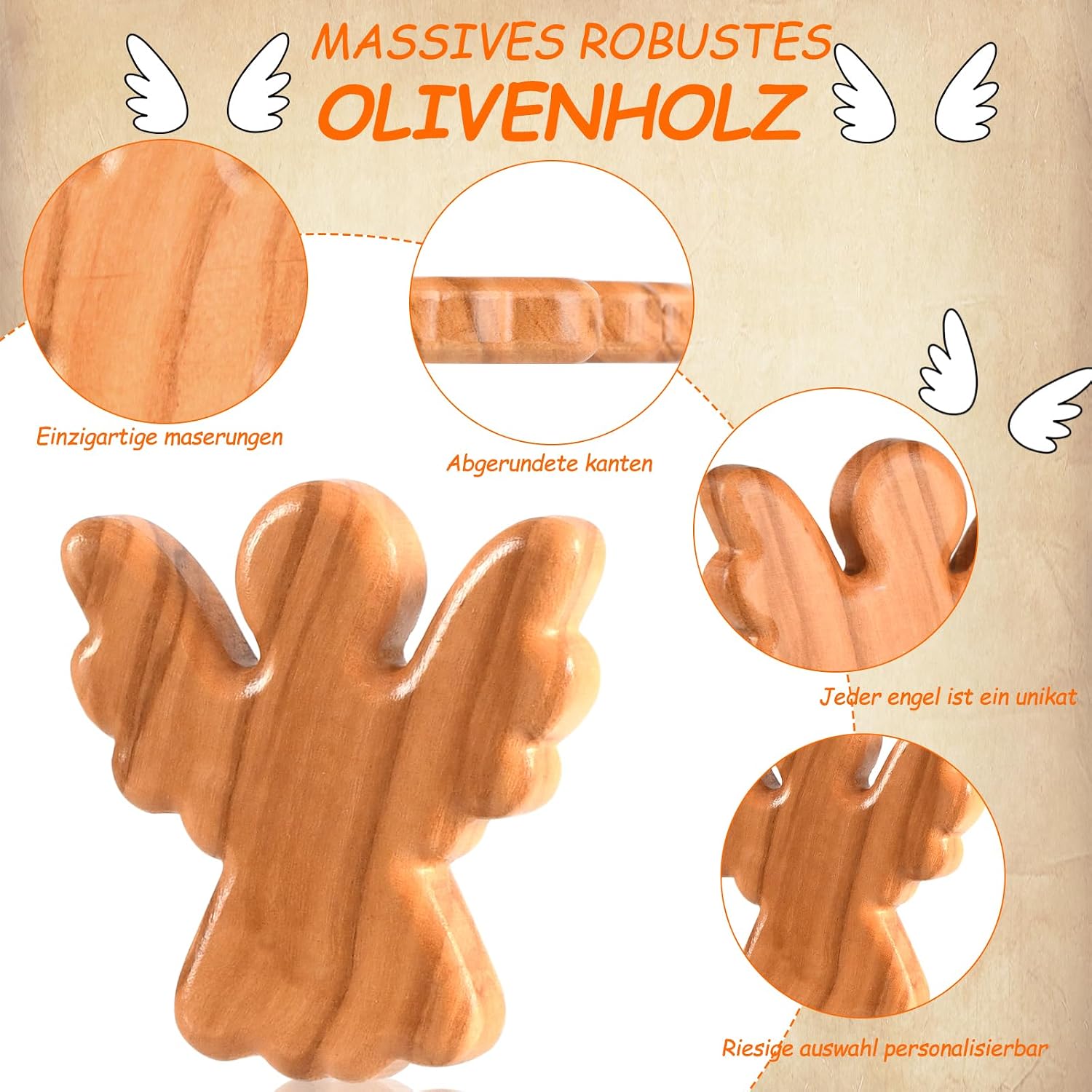 Thumbnail 2 de Guardian Angel Olivenholz Schutzengel