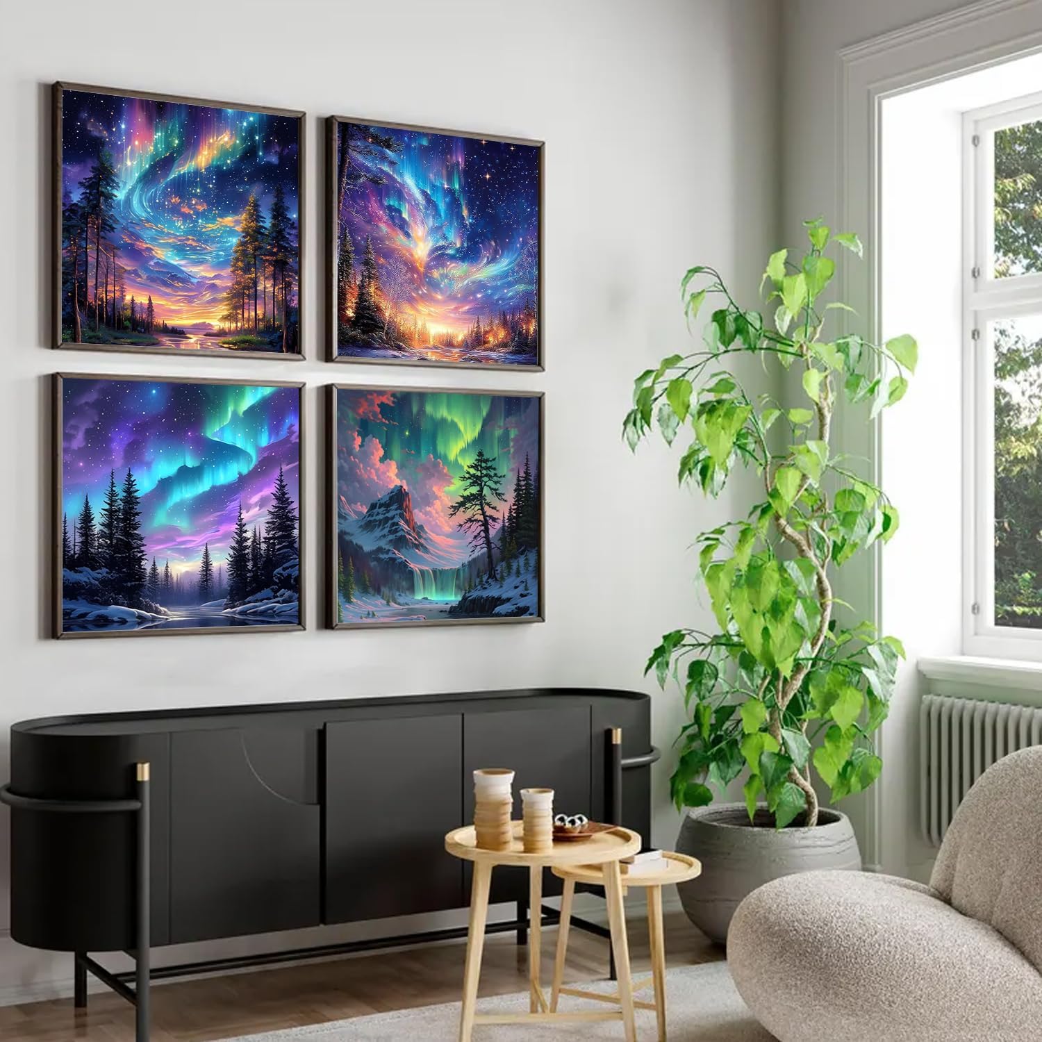 Thumbnail 1 de PHANTASYART 4 Pack Aurora Paint by Numbers for Adults