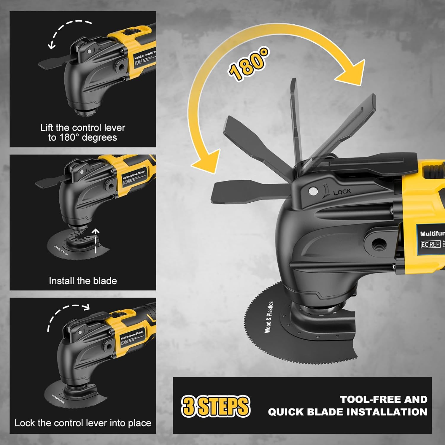 Thumbnail 5 de Cordless Oscillating Multi Tool for Dewalt 18V/20V Battery — 6-Speed Brushless, 23-Piece Kit (Tool Only)