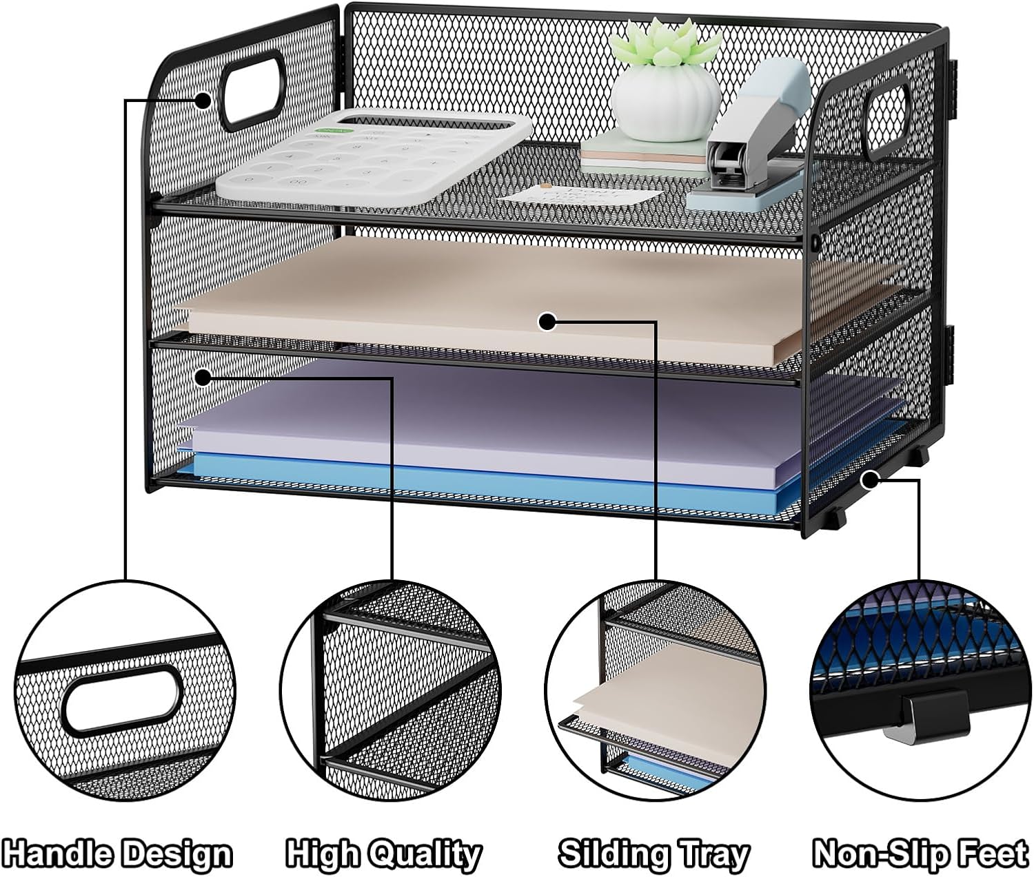 Thumbnail 1 de Restorgan 3 Tier Paper Organiser with Handle