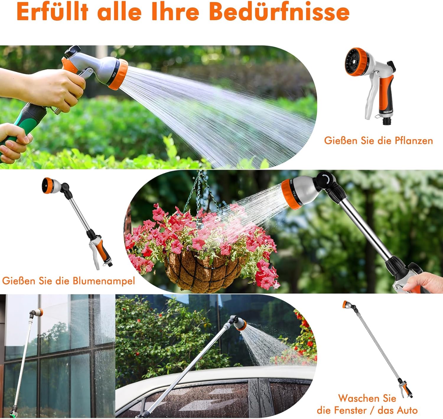 Detalle 2 de RESTMO Garten Gießstab 42 cm mit Sprühkopf