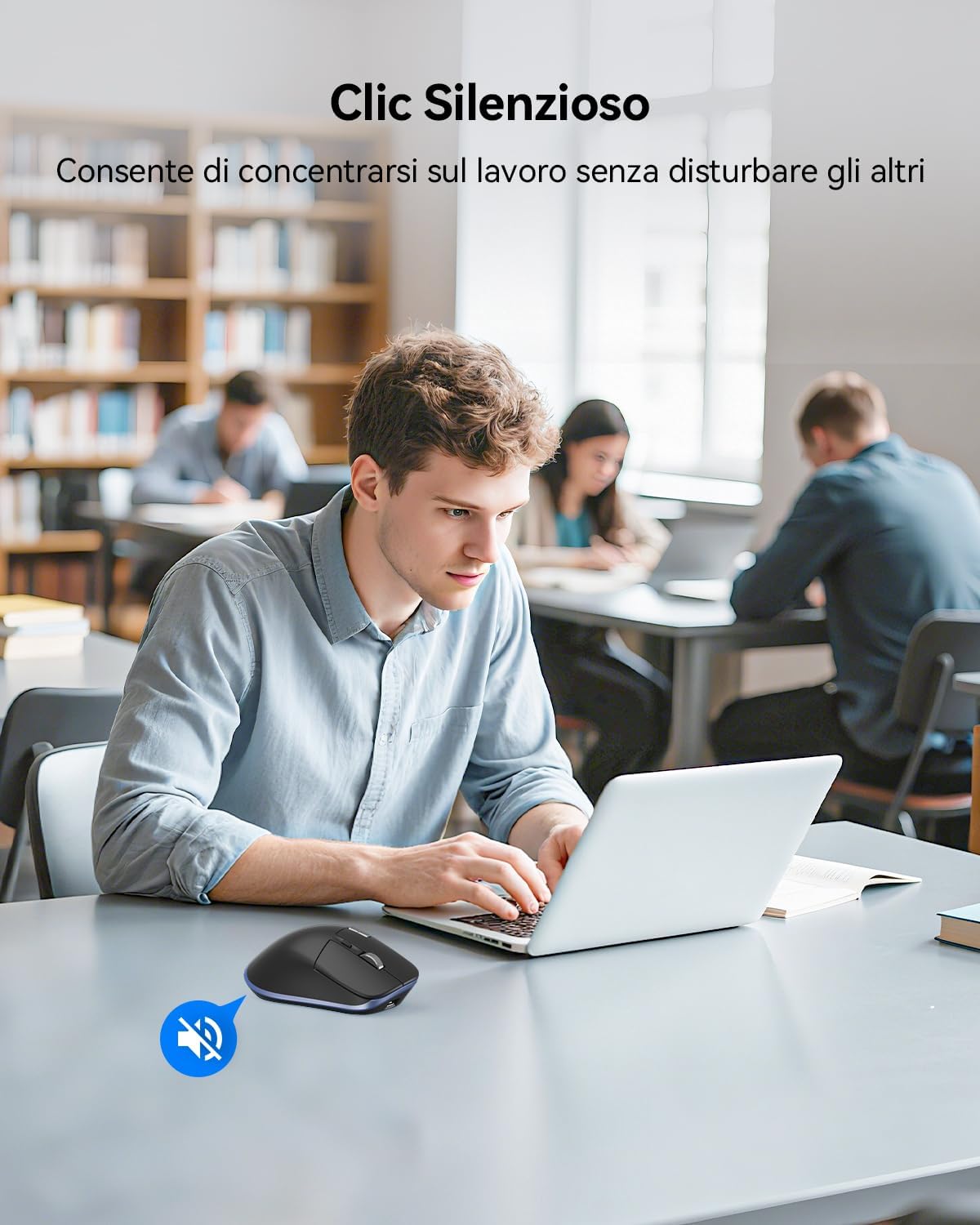 Thumbnail 6 de TECKNET Mouse Wireless Bluetooth ad Alte Prestazioni: Ergonomico, 4800 DPI, Rotella Orizzontale e Ricarica USB-C