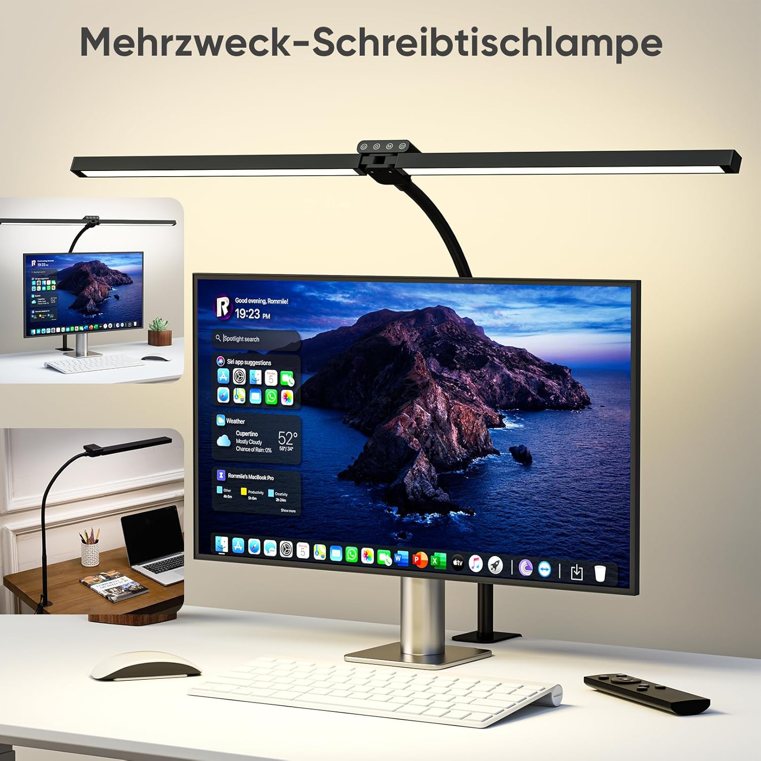 Thumbnail 4 de vatato Doppelkopf LED-Schreibtischlampe mit RGB, 24 W und Fernbedienung (Klemmleuchte, dimmbar, 2700–6500 K)