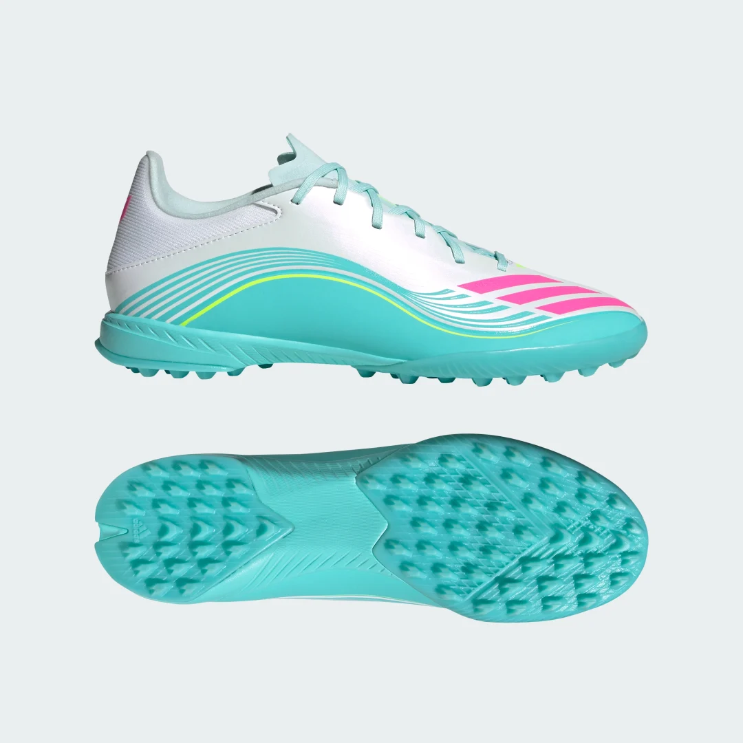Detalle de Zapatilla de fútbol F50 MESSI LEAGUE moqueta de Adidas – blanco