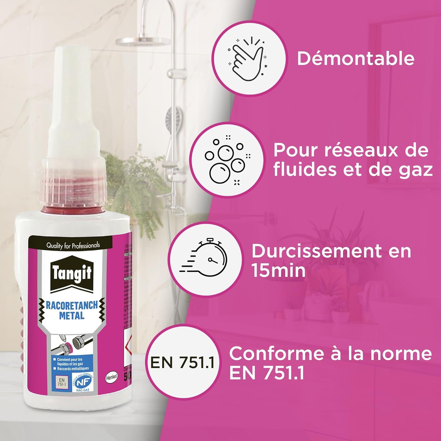 Thumbnail 2 de Tangit Racorétanch Métal 50 ml – Résine d’étanchéité anaérobie pour raccords filetés métalliques