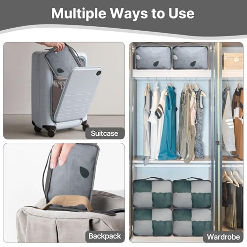 Thumbnail 2 de Travel Packing Cubes 6 PCS Small Set (30x20x12cm) in Light Grey – Mesh Organisers for Suitcases