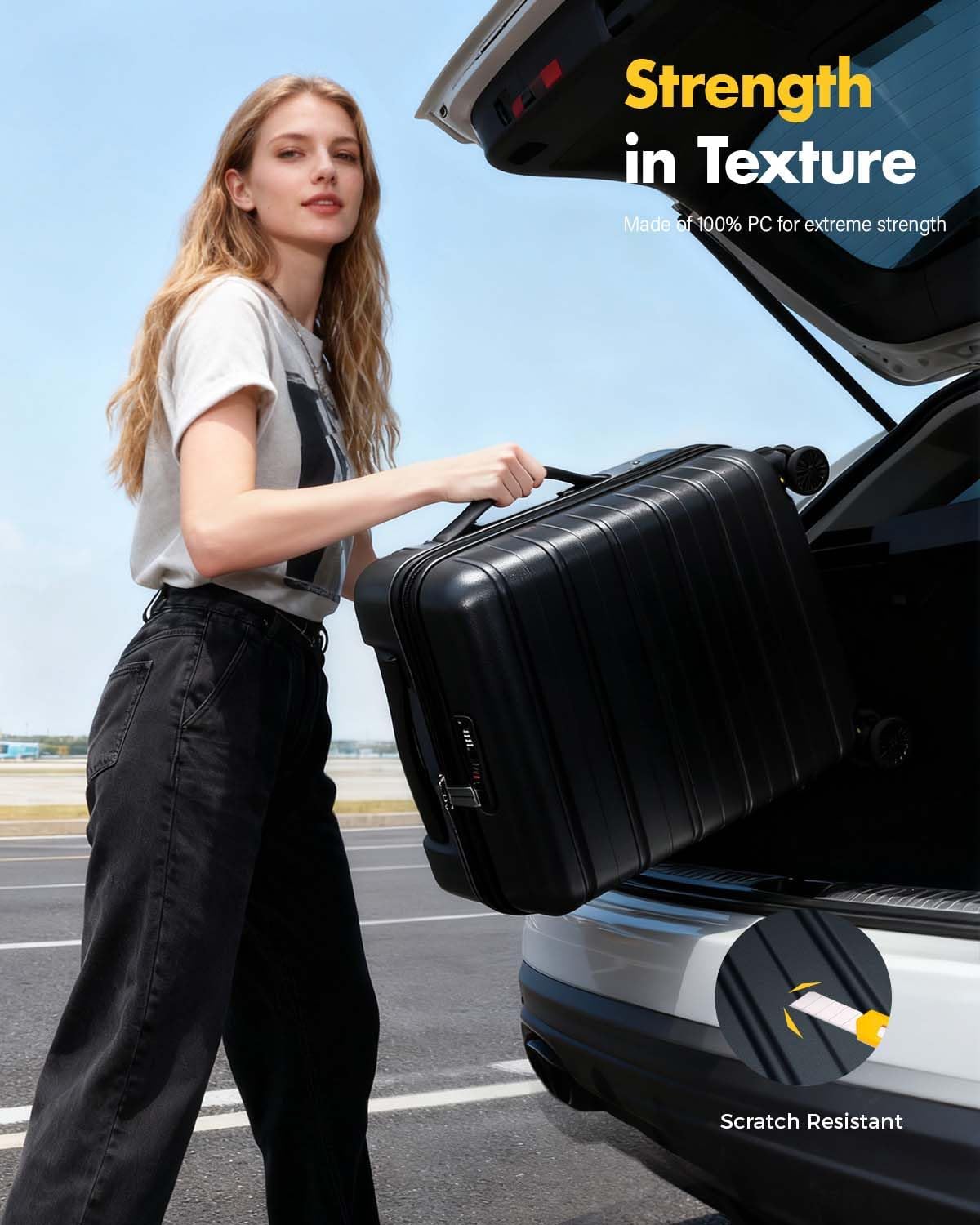 Detalle de Lekesky Cabin Suitcase 55x40x20 – 40L ABS Carry-On with TSA Lock