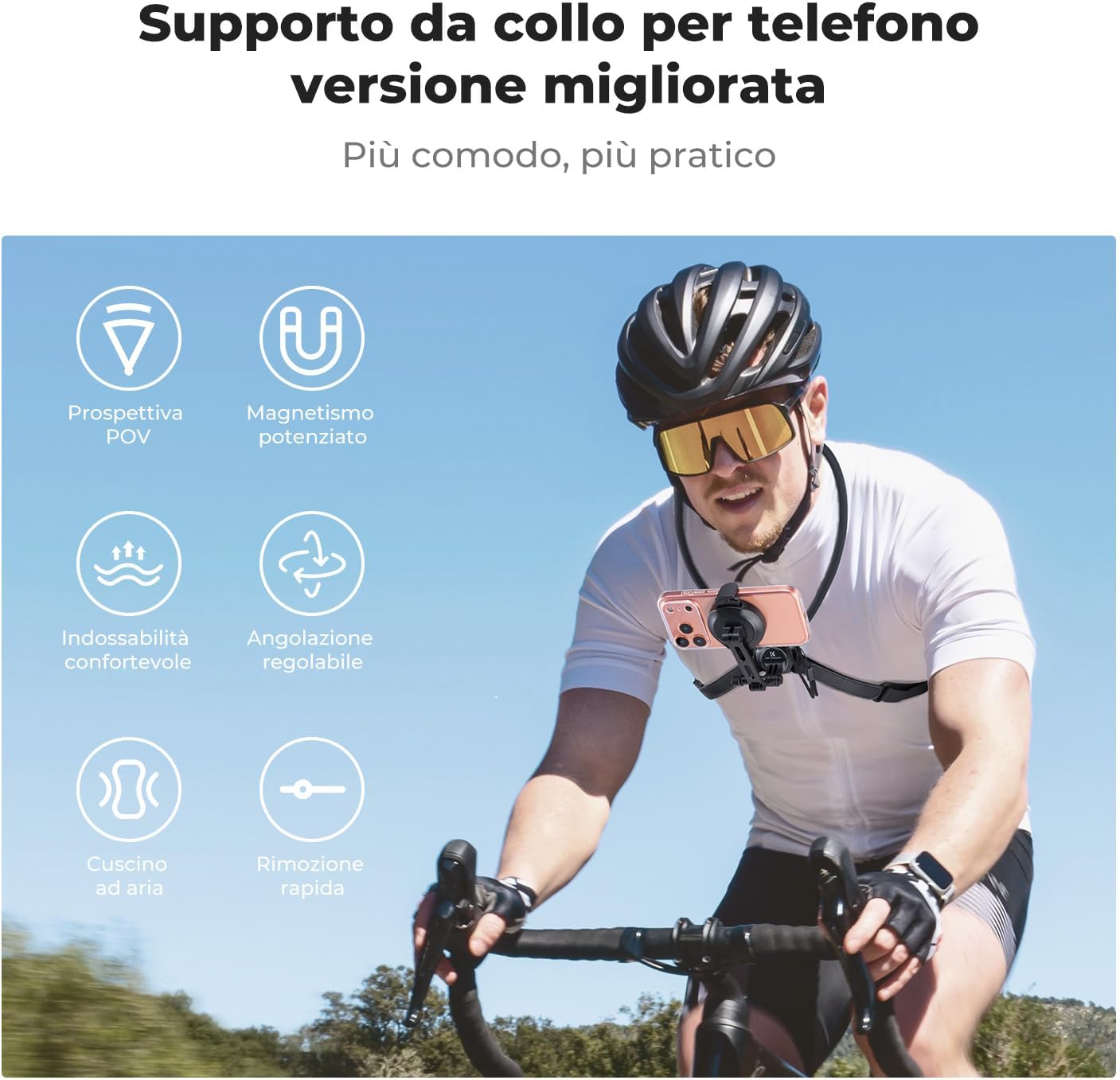 Detalle de K&F CONCEPT Porta Telefono Collo 2 in 1 Magnetico+Clip: supporto POV per smartphone