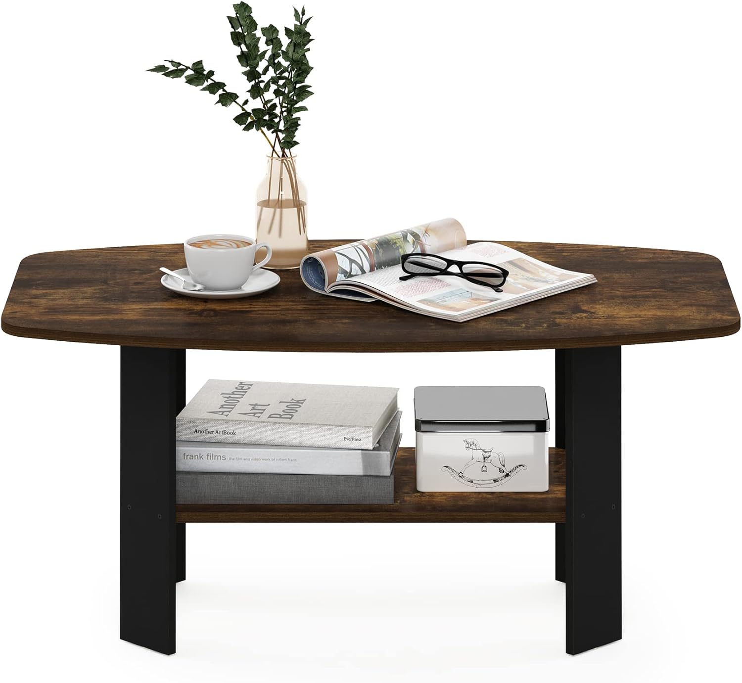 Thumbnail 3 de Furinno Design Semplice Tavolino da caffè in legno ingegnerizzato – Ambra/Nero, 90 x 41 x 55 cm