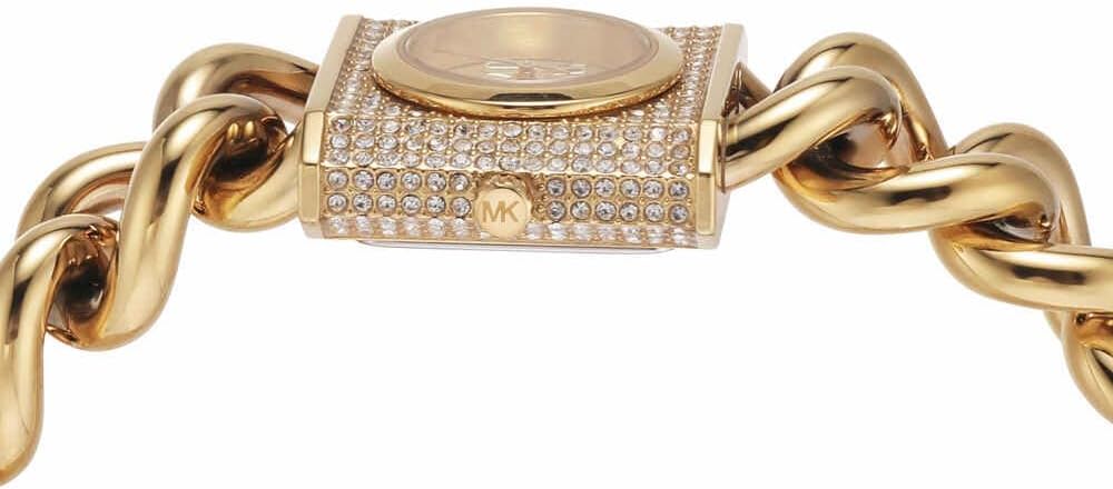 Thumbnail 4 de Michael Kors Orologio da donna MK Chain Lock – Cassa rettangolare in acciaio inox dorato