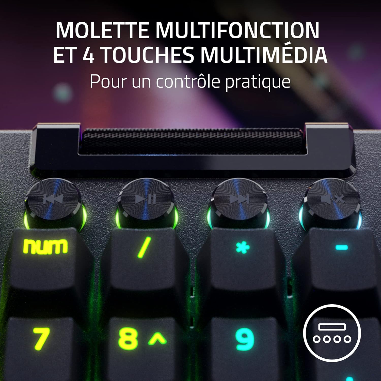 Thumbnail 6 de Razer BlackWidow V4 Pro (switches jaunes) clavier gamer mécanique Snap Tap AZERTY FR, noir