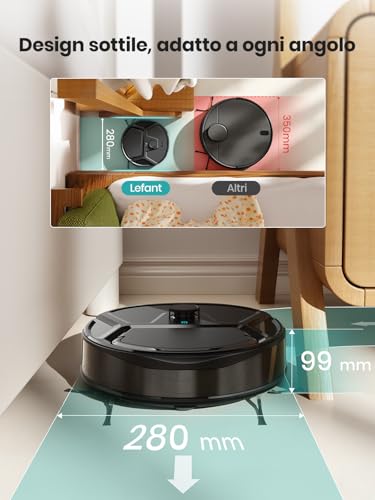 Detalle de Lefant M210 PRO OMNI: robot aspirapolvere lavapavimenti con rullo autopulente e 20.000Pa