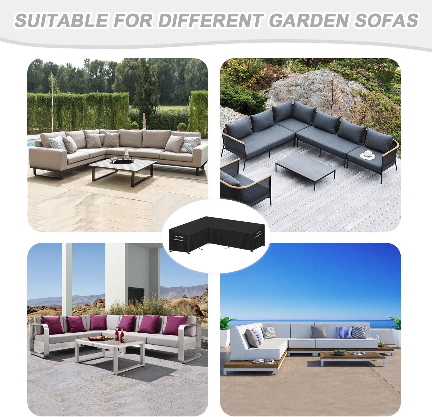 Thumbnail 5 de SIMPHAUS L Shape Sofa Cover 220x260cm
