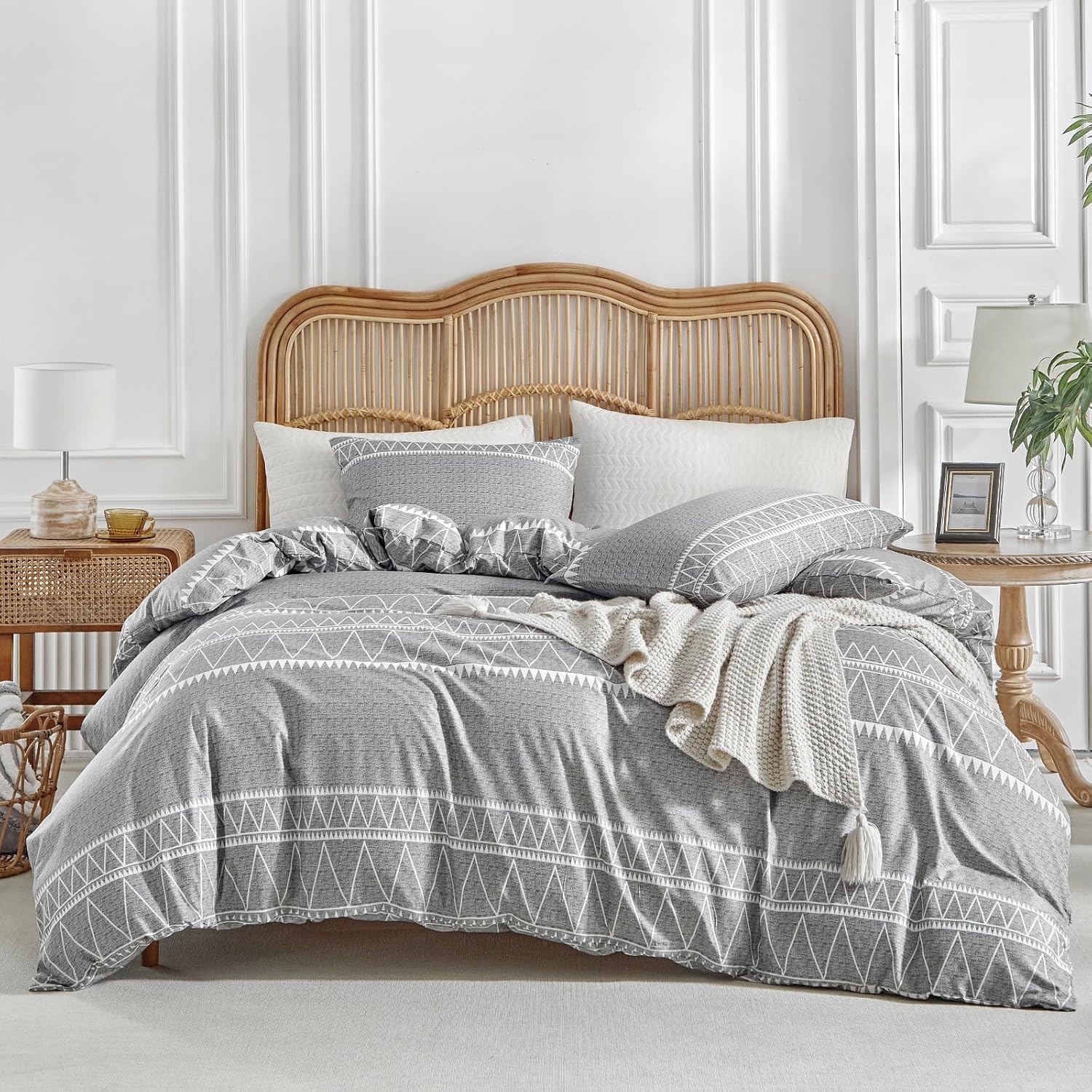 Thumbnail 1 de Lekesky Duvet Cover Double Size with Triangle Pattern – Ultra‑Soft Microfibre Bedding