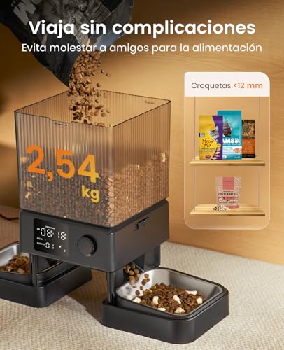 Thumbnail 7 de oneisall Comedero Automático para Gatos 5L, 2 Tazones con Control de Porciones y Grabación de Voz