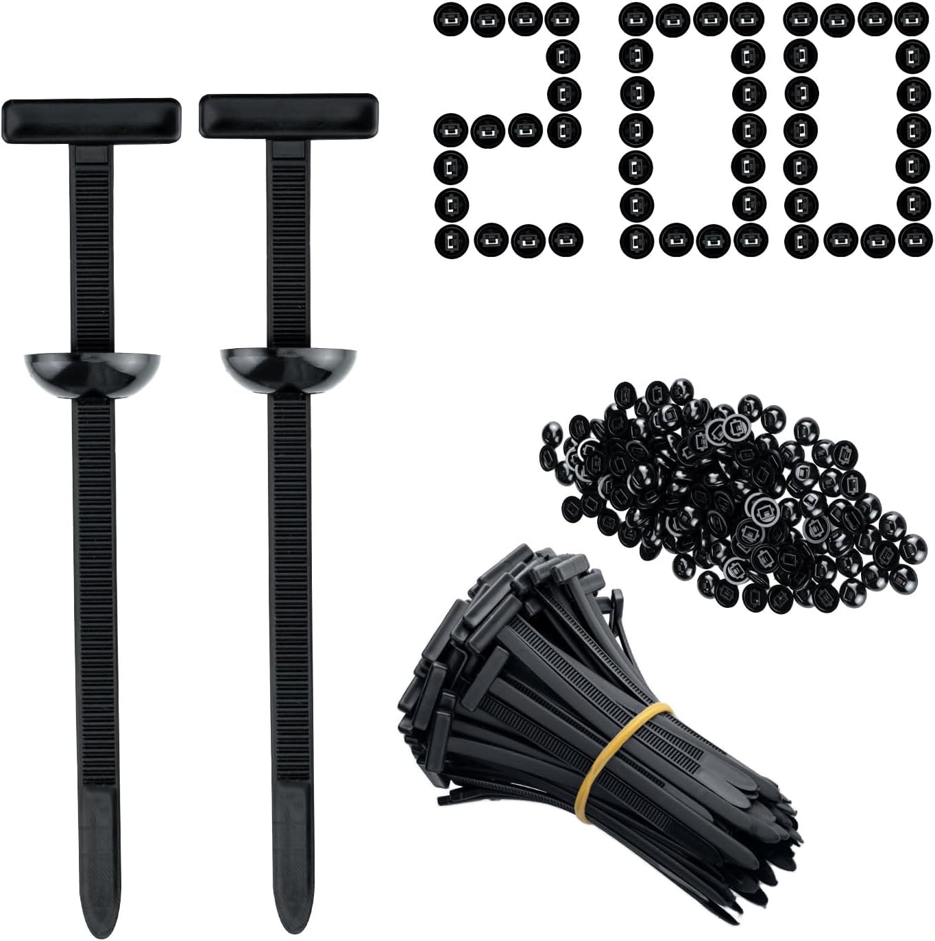Tolesum Fascette in plastica universali in nylon/PP, 200 pezzi per fissaggi e auto