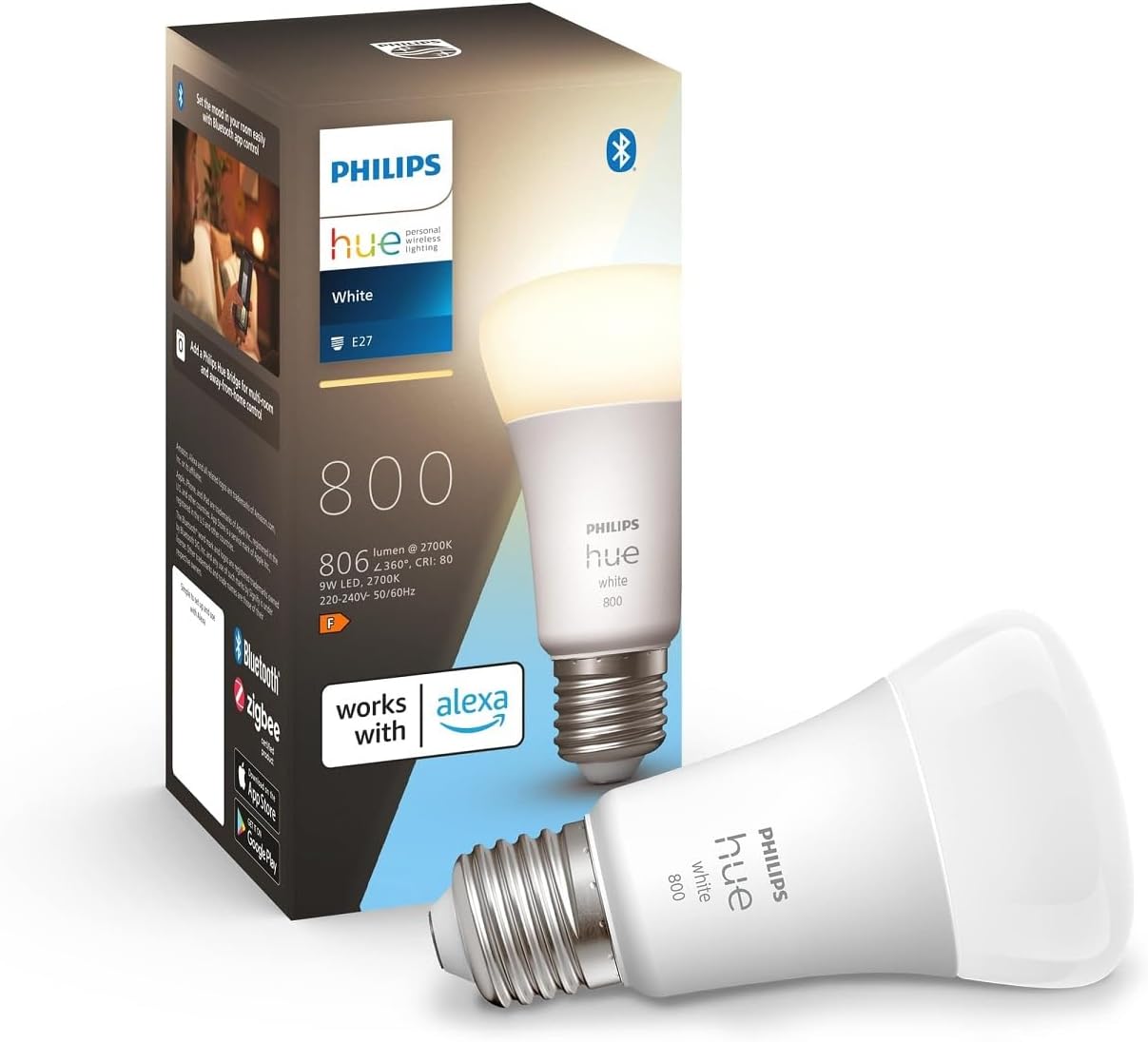 Detalle de Philips Hue 929001821636 White E27 – żarówka LED, ciepłe światło i ściemnianie