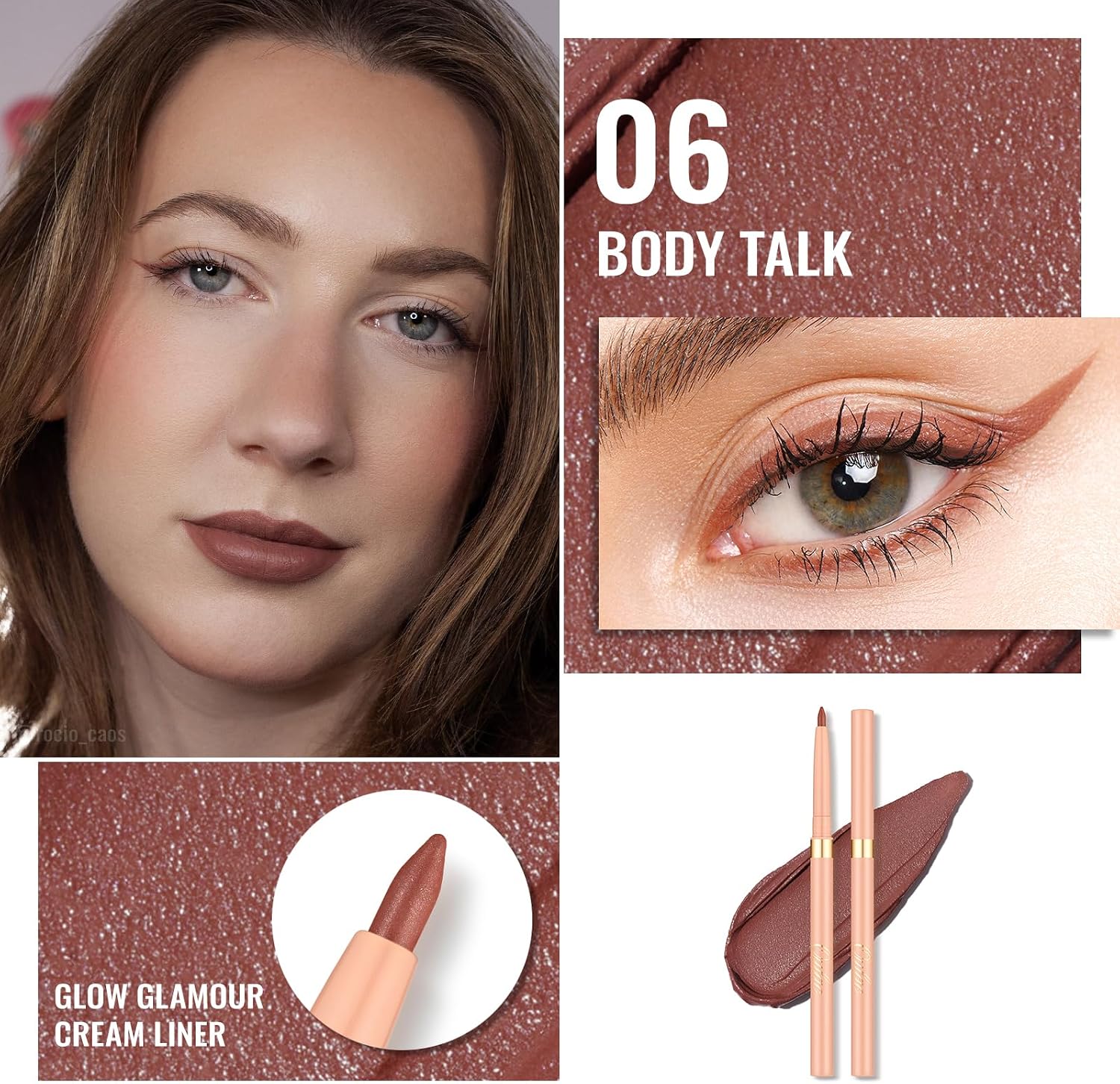 Thumbnail 1 de OULAC Matita Occhi Waterproof marrone mat, eyeliner girevole 12 ore+ (06 Body Talk)