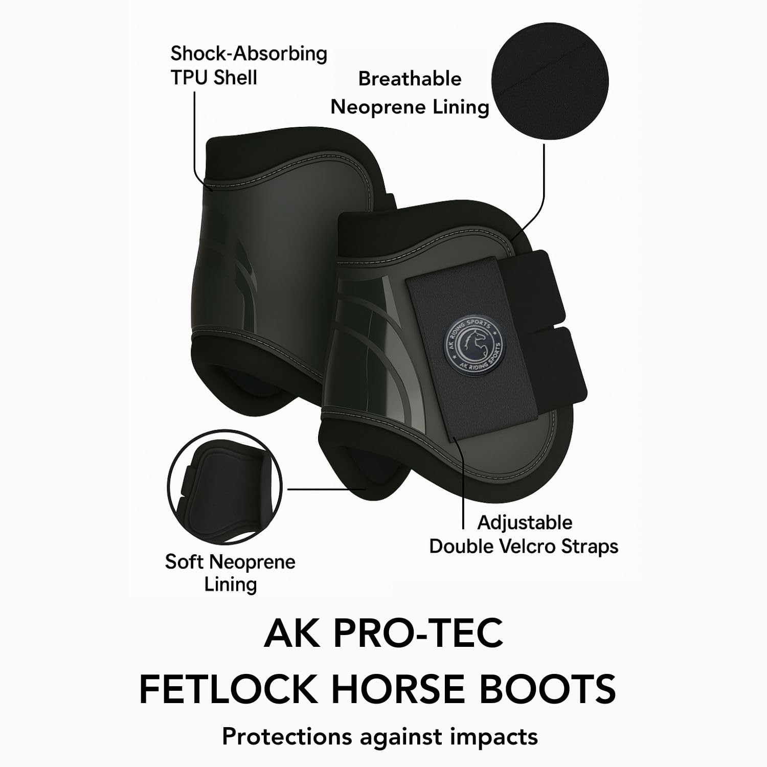 Detalle de AK Riding Sports AK Pro-Tec Fetlock Horse Boots (White, Full Large)