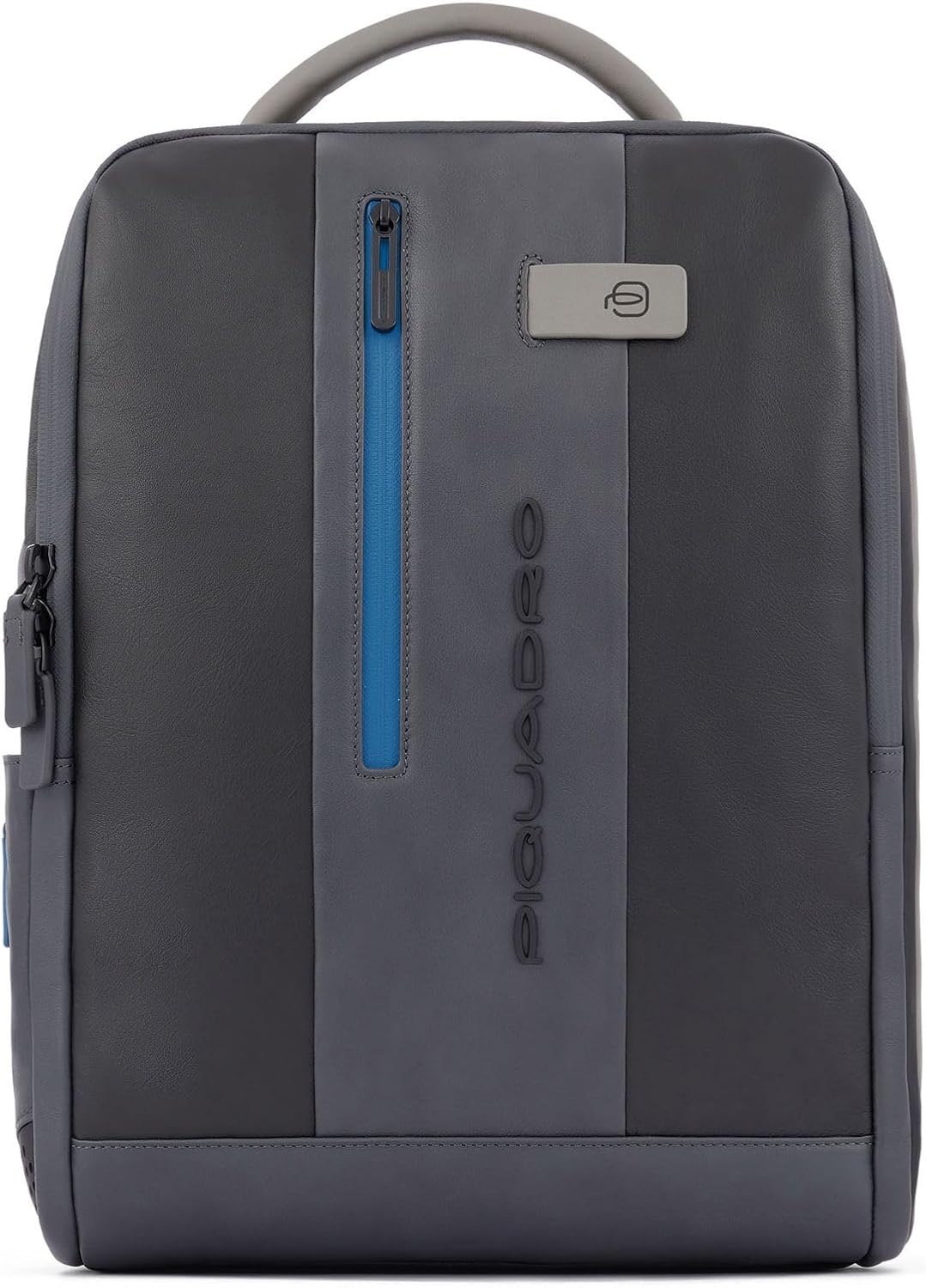 Detalle de PIQUADRO Zaino Porta PC 15,6" – Compatto e Professionale, Pelle Premium, Nero Grigio