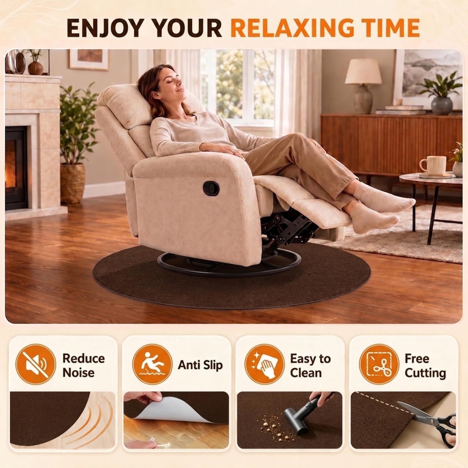 Detalle 2 de Round Recliner Floor Protector Pad, 27.5" x 27.5